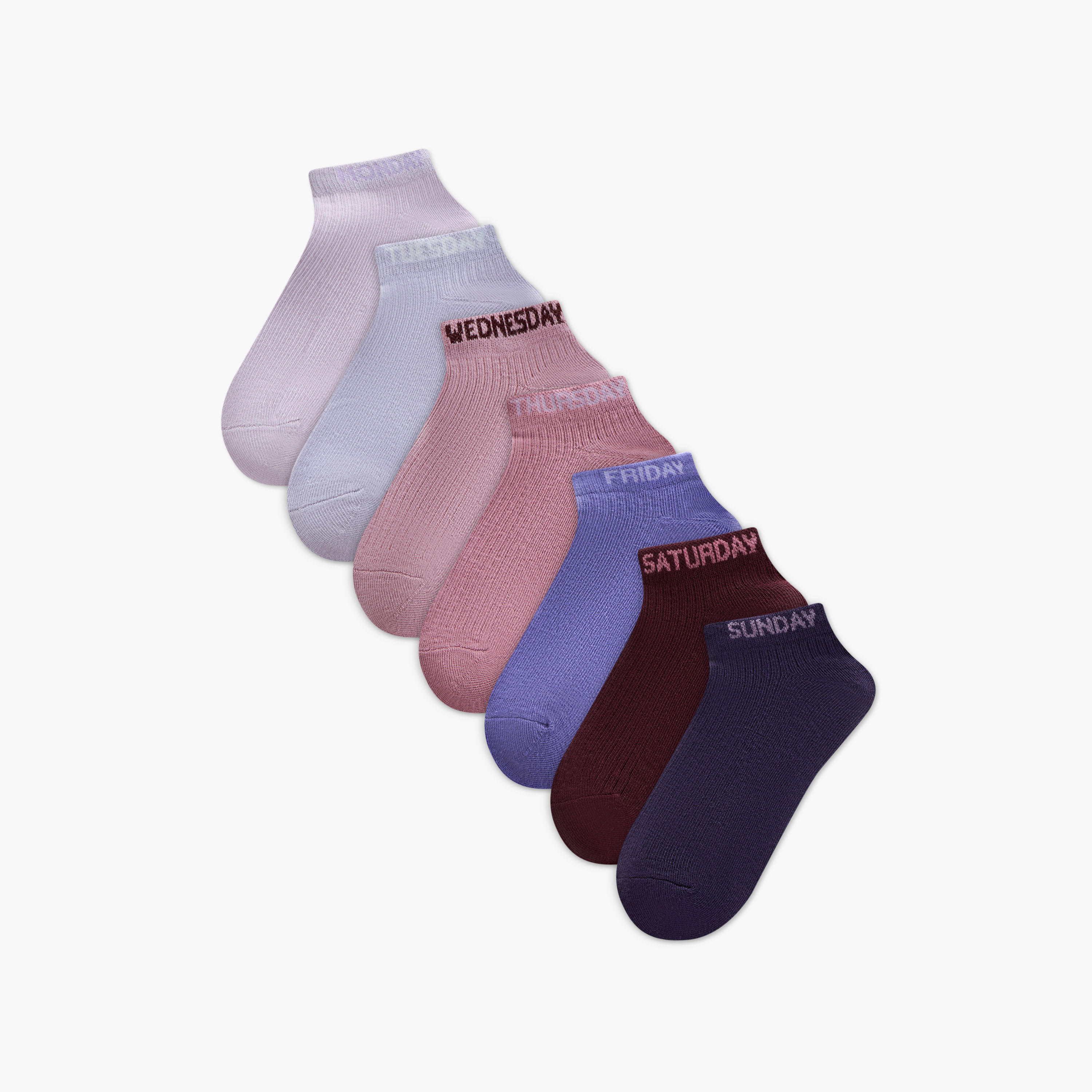 طقم جوارب 7 أزواج متنوعة بطول الكاحل وحماية من البكتيريا -women-socksandstockings-image-1
