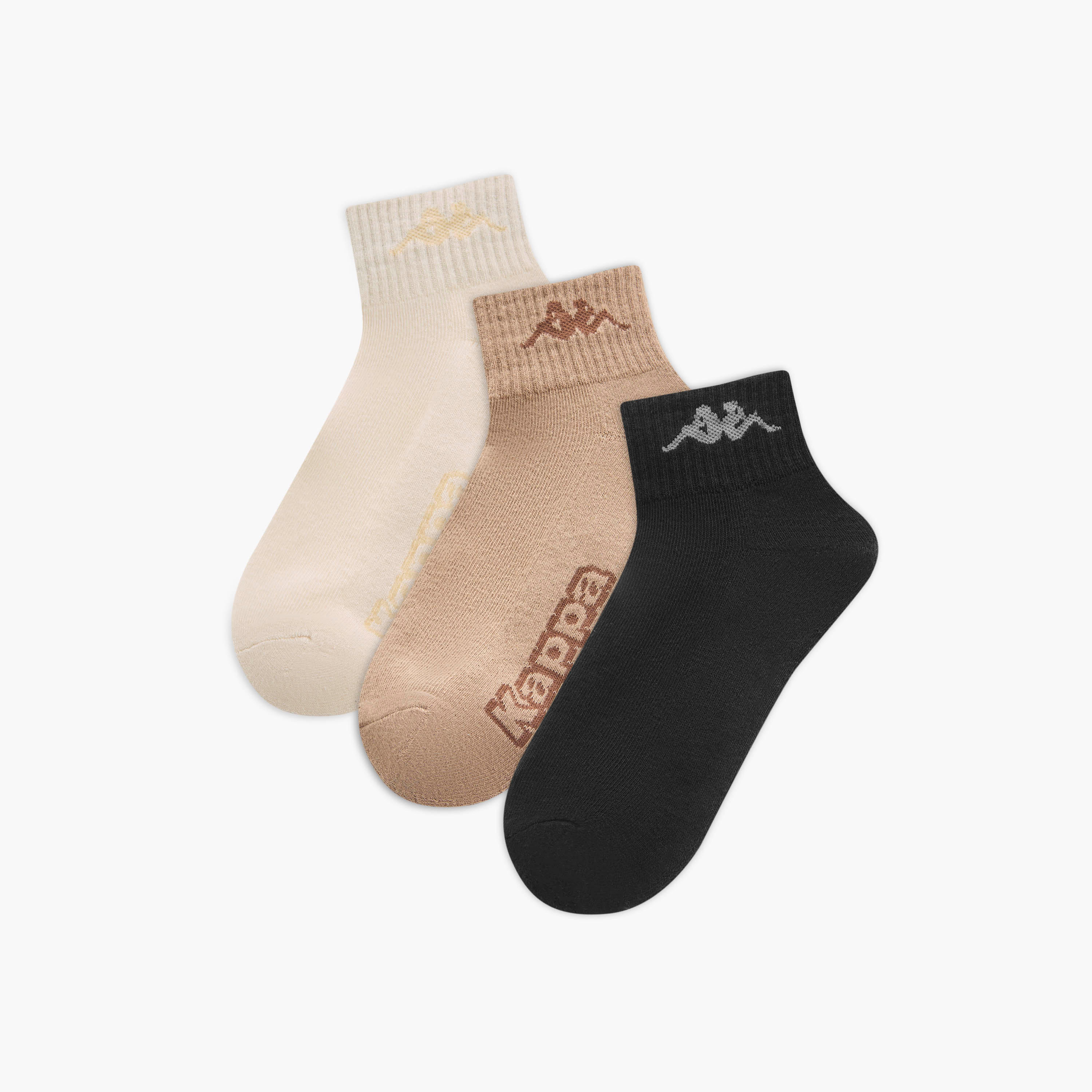 طقم جوارب 3 أزواج بطول الكاحل وحماية من البكتيريا وتفاصيل الشعار من كابا-women-socksandstockings-image-1