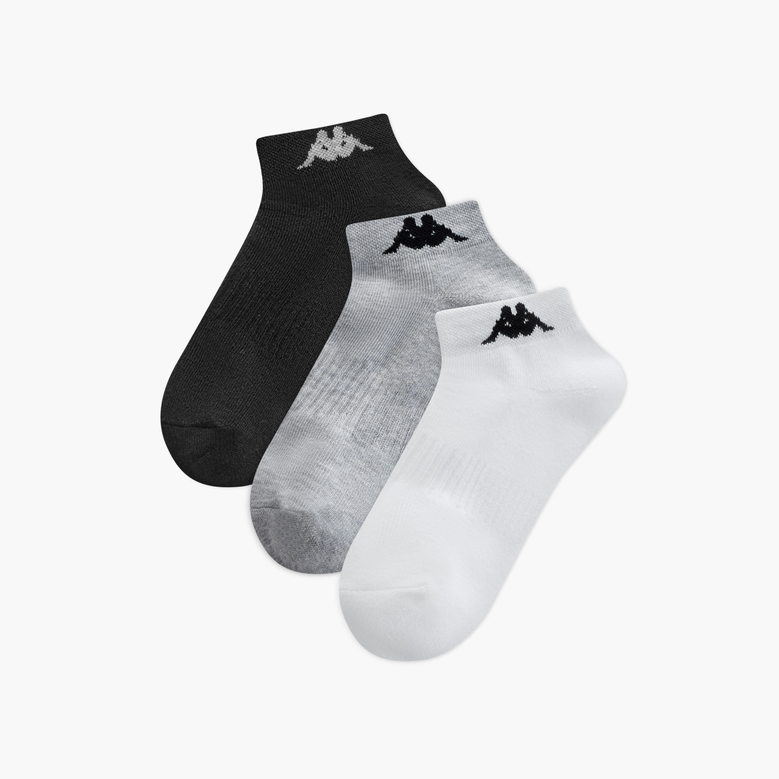 Set of 3 - Kappa Logo Print Ankle Length Socks with Antibacterial Protection-women-socksandstockings-image-1