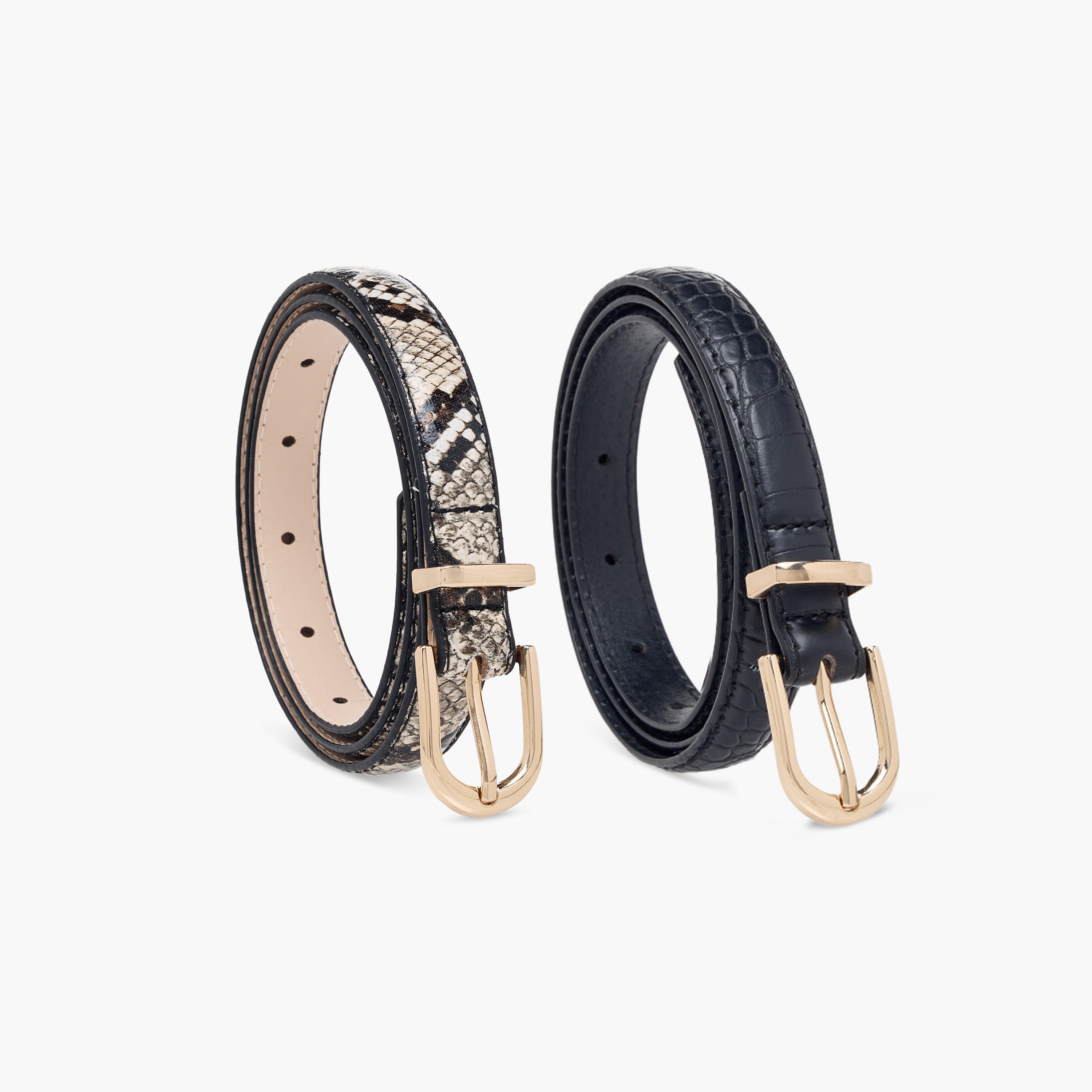 حزام بإبزيم إغلاق وطبعات - مجموعة من 2-women-clothingaccessories-belts-image-1