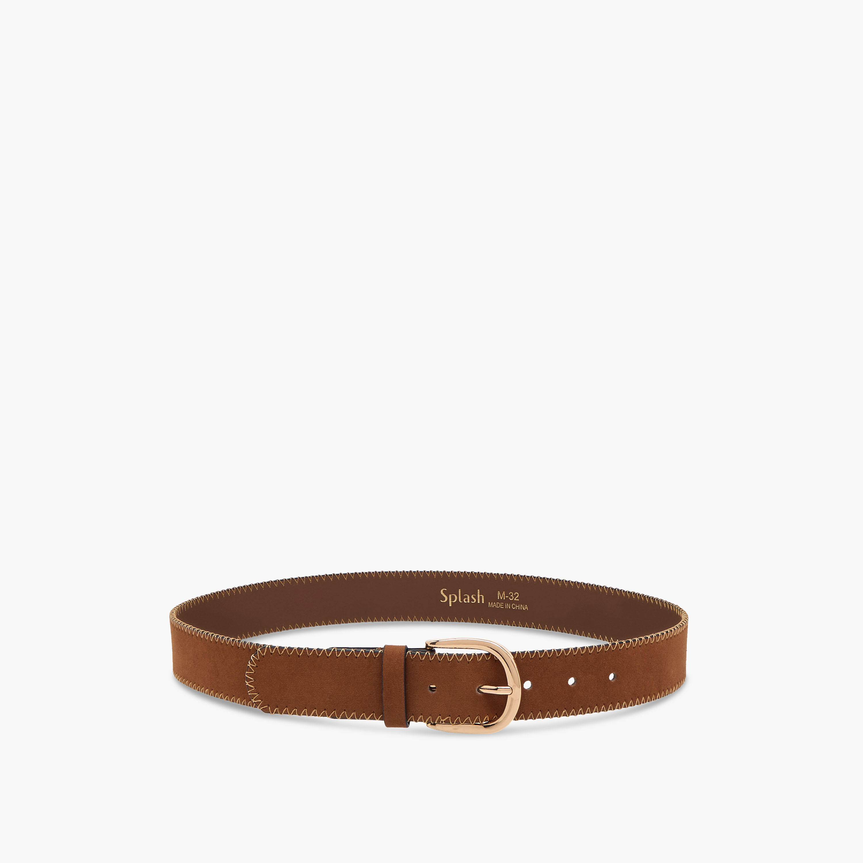 حزام من جلد الغزال بتفاصيل غرز وإبزيم إغلاق بدبوس-women-clothingaccessories-belts-image-5