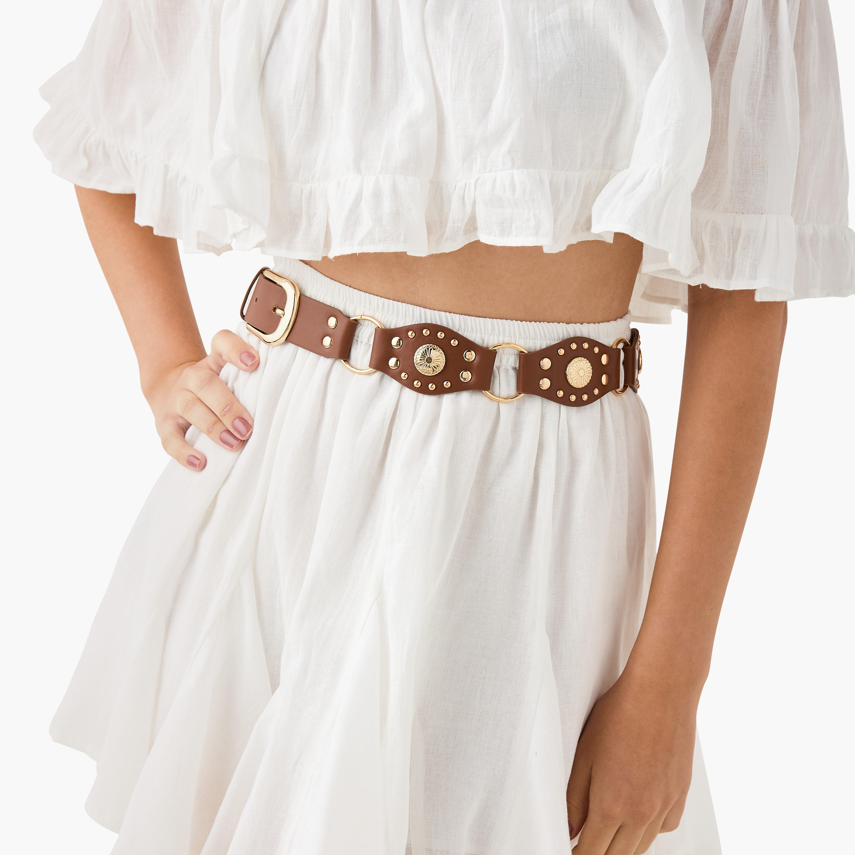 حزام بإبزيم إغلاق بدبوس وتزيينات معدنية-women-clothingaccessories-belts-image-2
