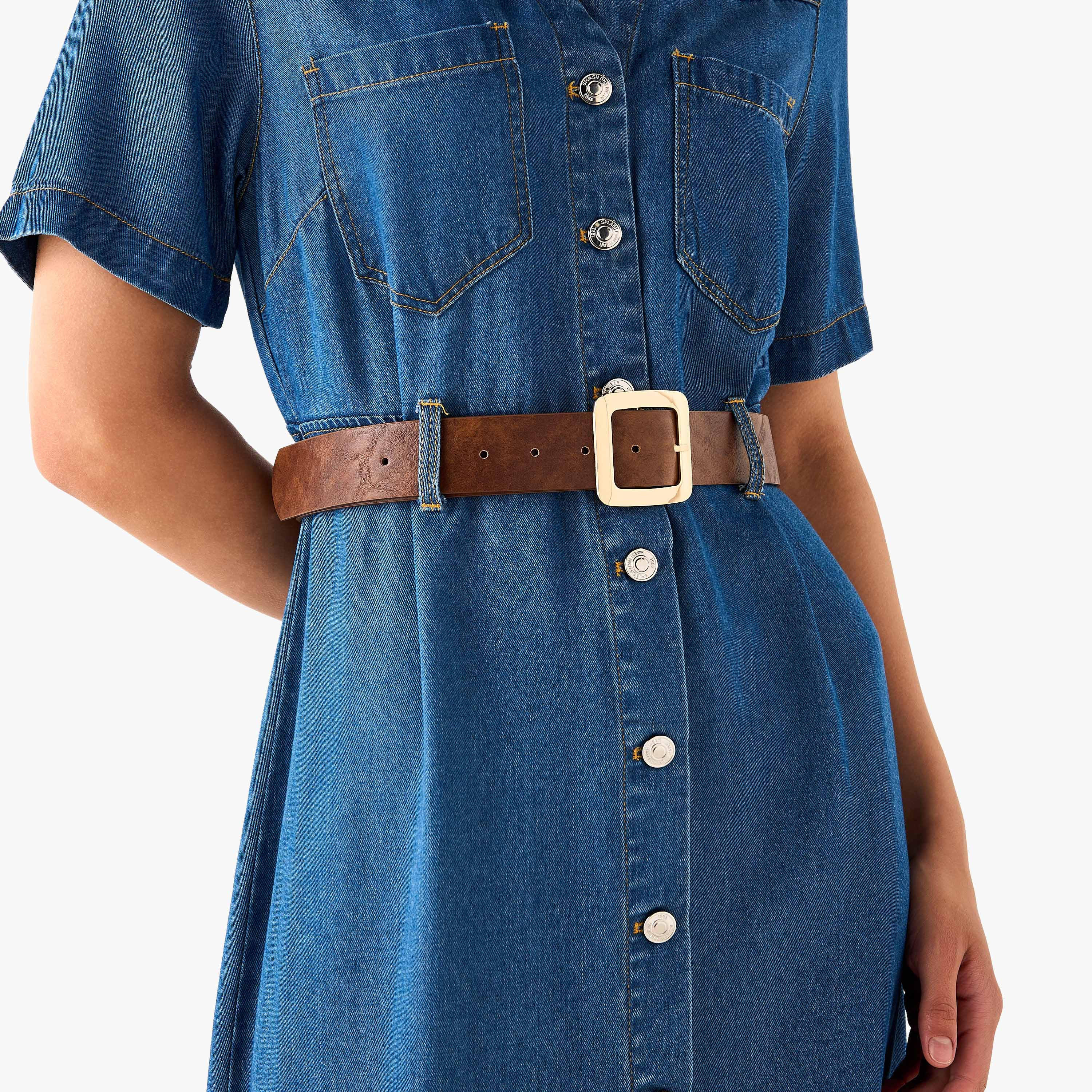 حزام بارز الملمس بإبزيم إغلاق بدبوس-women-clothingaccessories-belts-image-6
