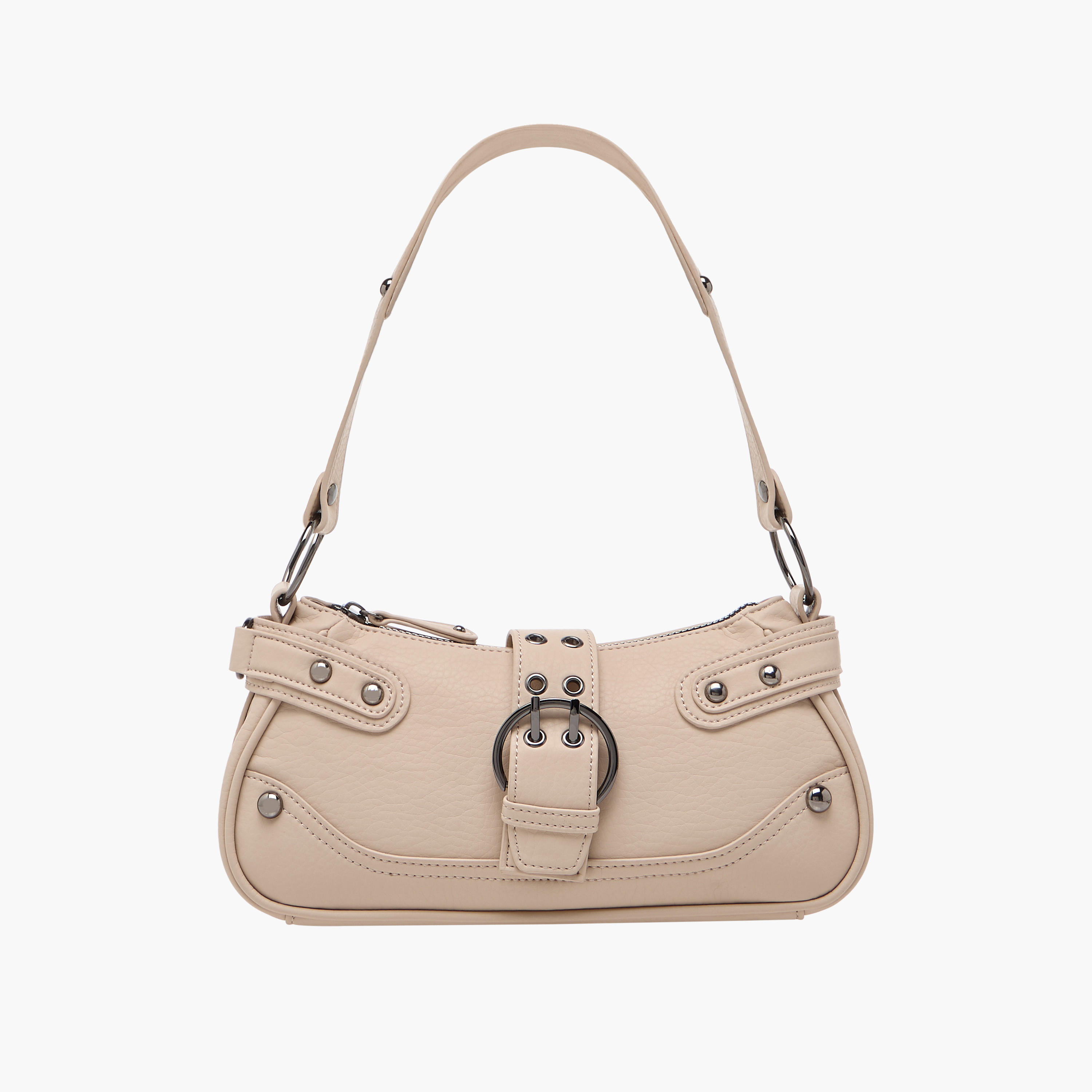 Rivet Detail Shoulder Bag with Zipper Closure and Adjustable Strap-women-bagsandwallets-handbags-image-1