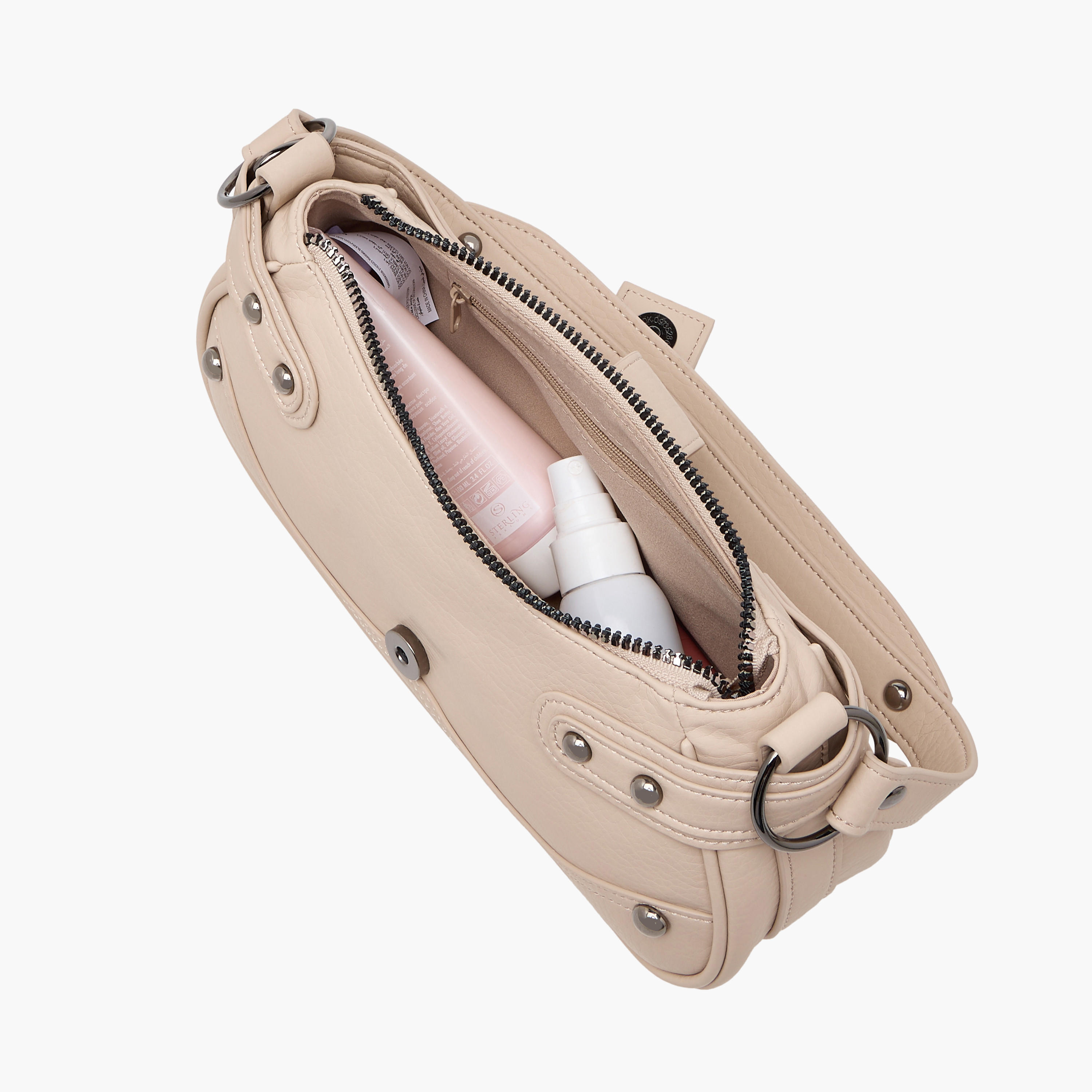 Rivet Detail Shoulder Bag with Zipper Closure and Adjustable Strap-women-bagsandwallets-handbags-image-9
