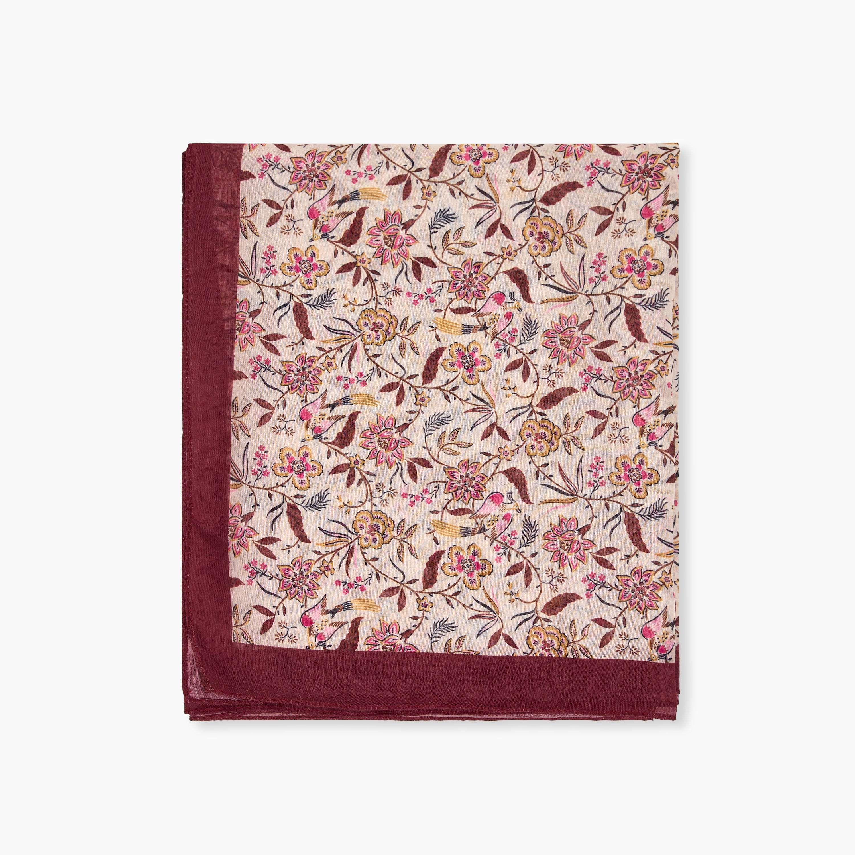وشاح بطبعات أزهار وحافة متباينة-women-winterwear-scarves-image-3