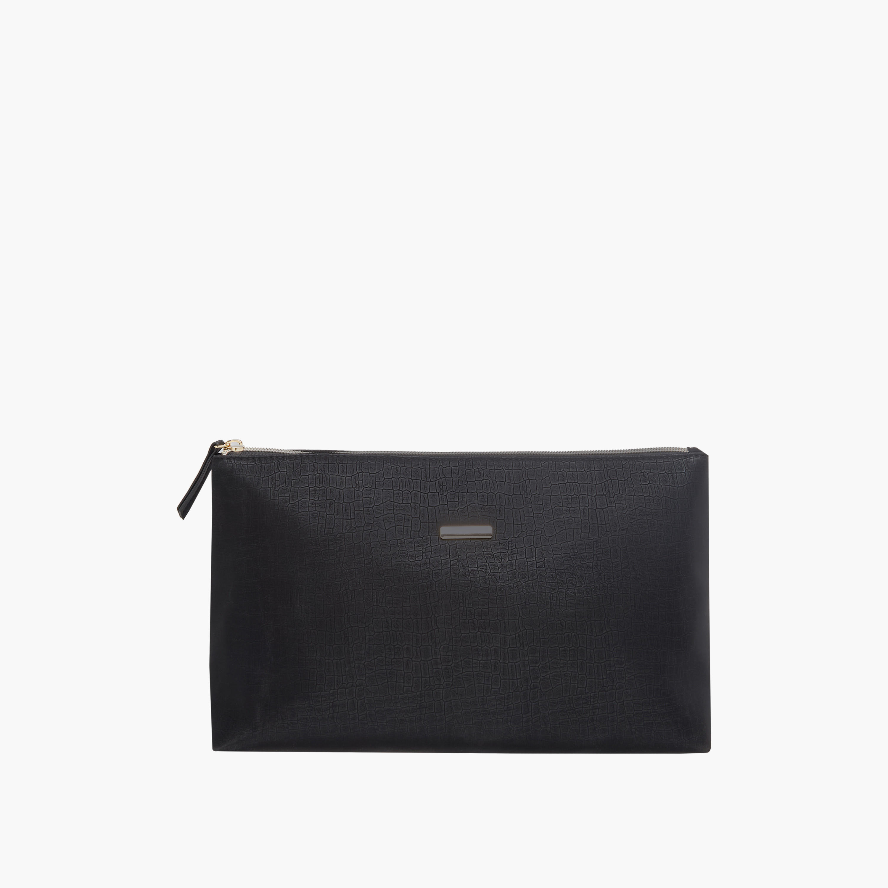 Textured Pouch with Zip Closure-women-bagsandwallets-handbags-image-1