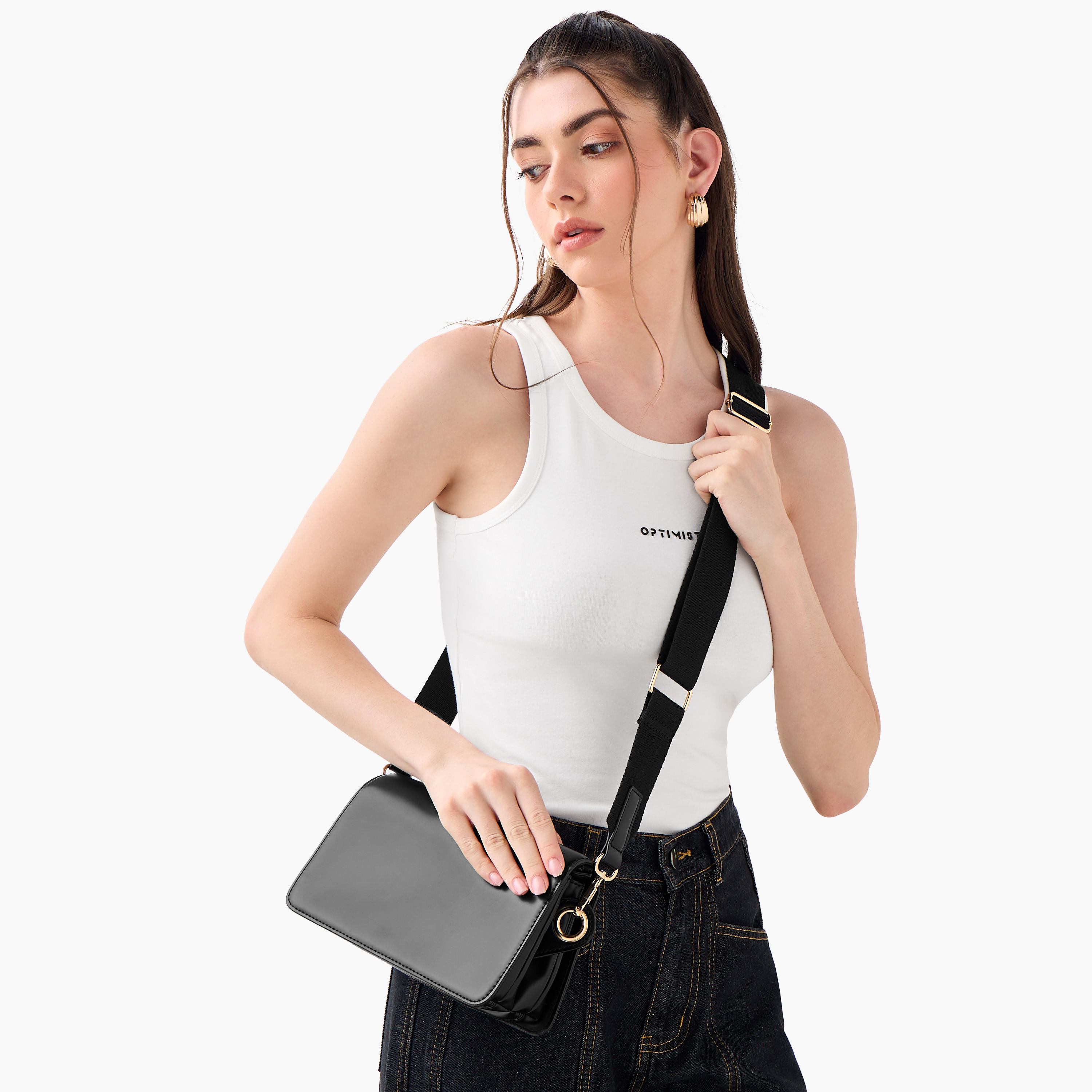Textured Crossbody Bag with Adjustable Strap-women-bagsandwallets-handbags-image-2