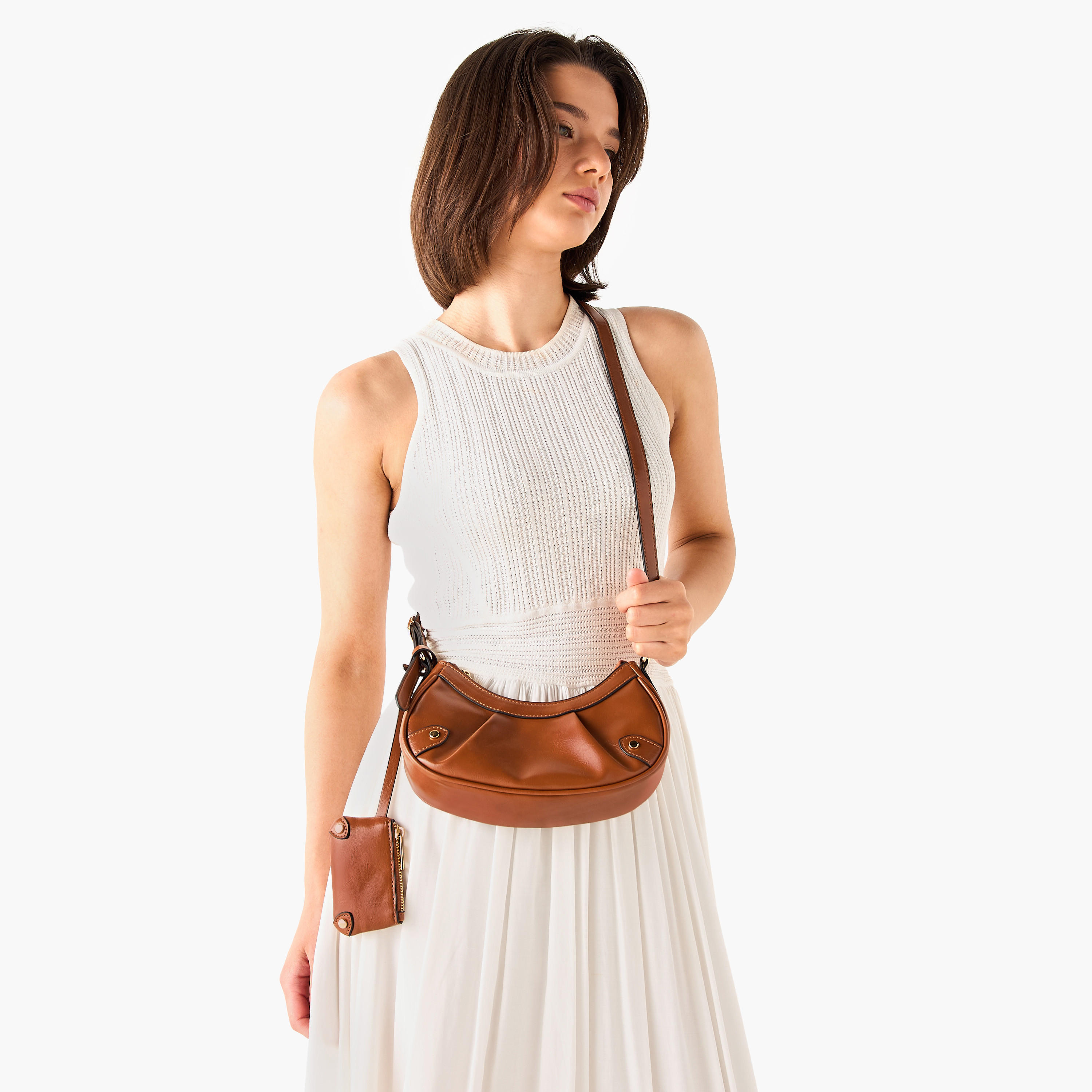 Adjustable Strap Detail Crossbody Bag with Zip Closure and Pouch-women-bagsandwallets-handbags-image-2