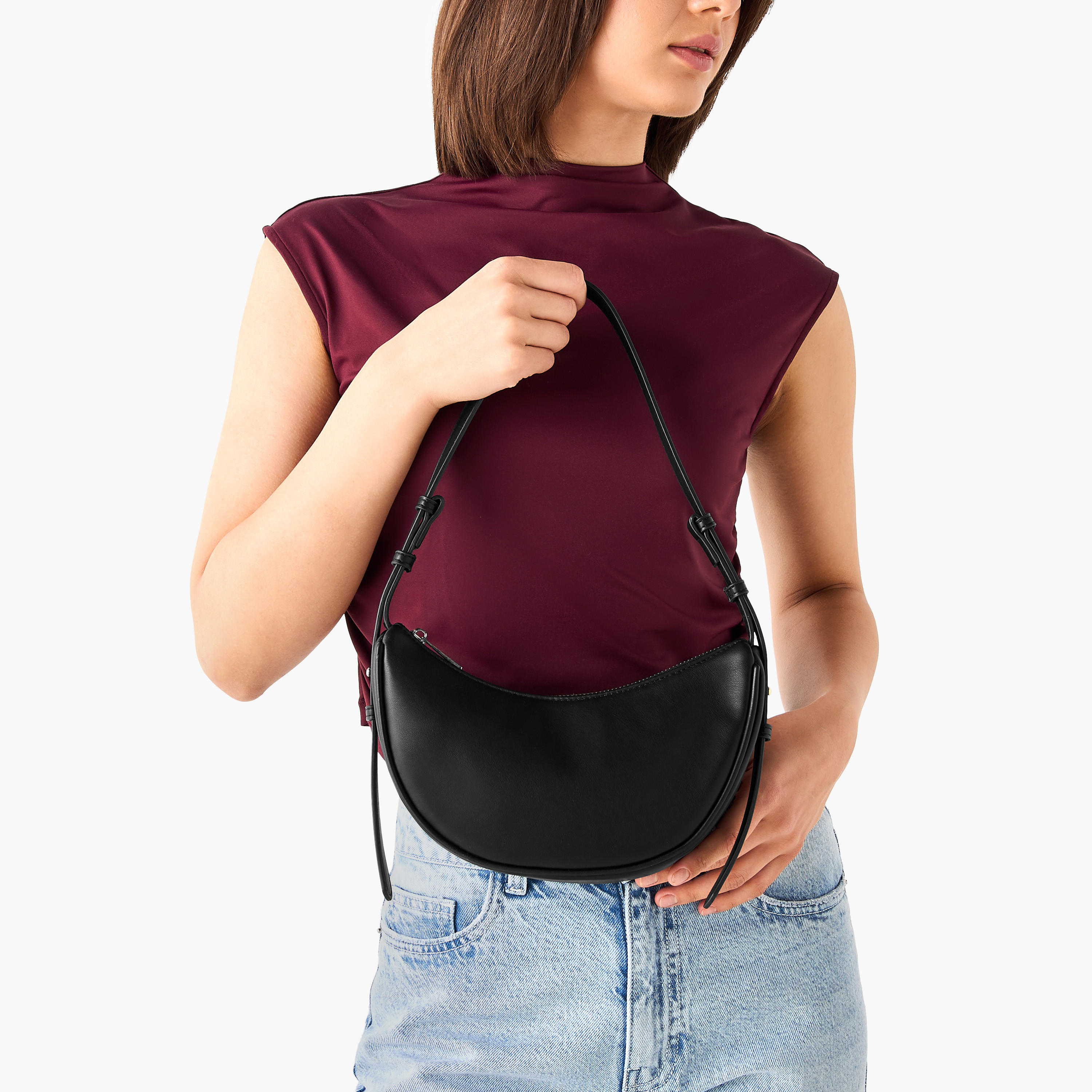 شنطة كتف بسحاب إغلاق وحزام قابل للتعديل-women-bagsandwallets-handbags-image-2