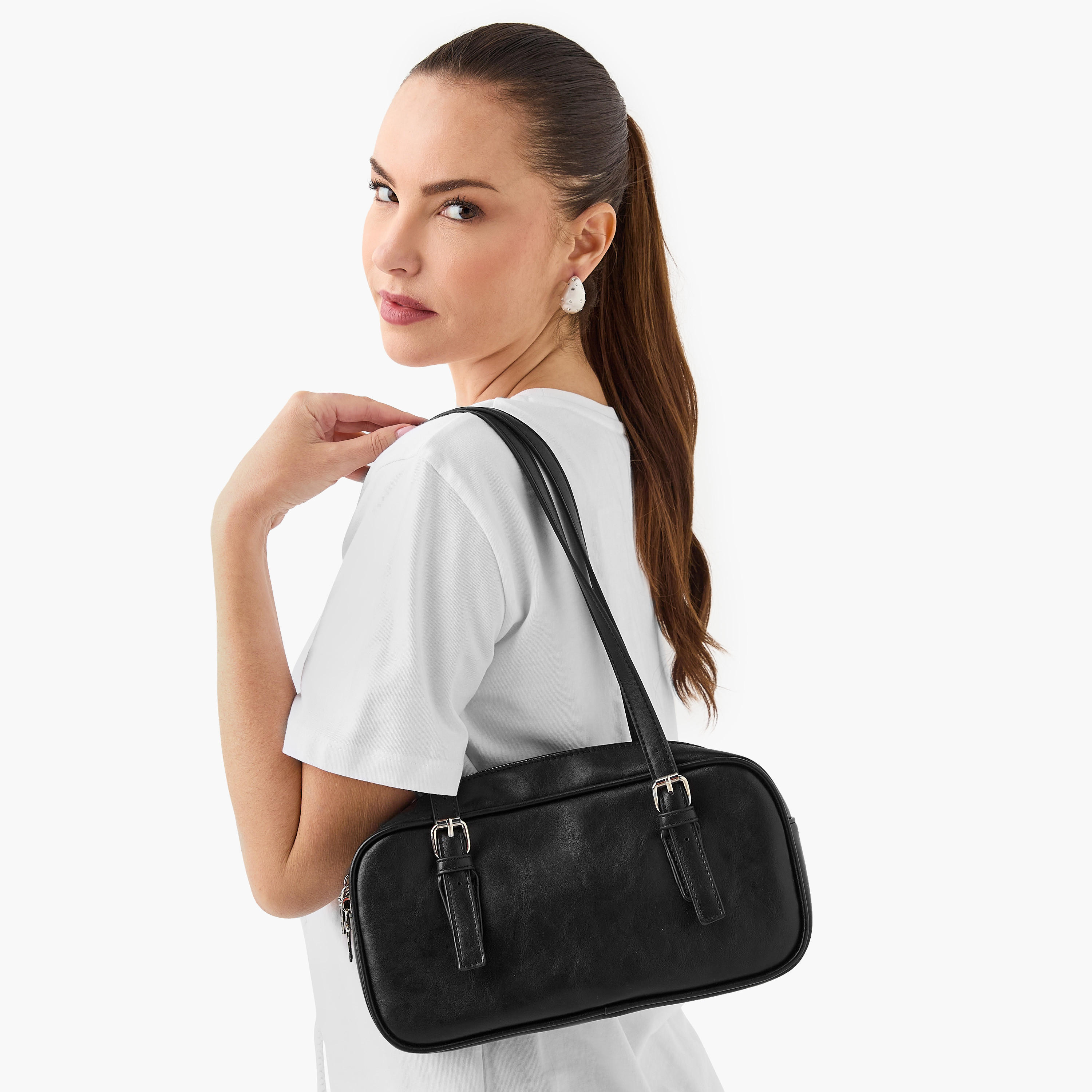 شنطة يد بارزة الملمس بسحاب إغلاق وأحزمة بمشابك-women-bagsandwallets-handbags-image-2
