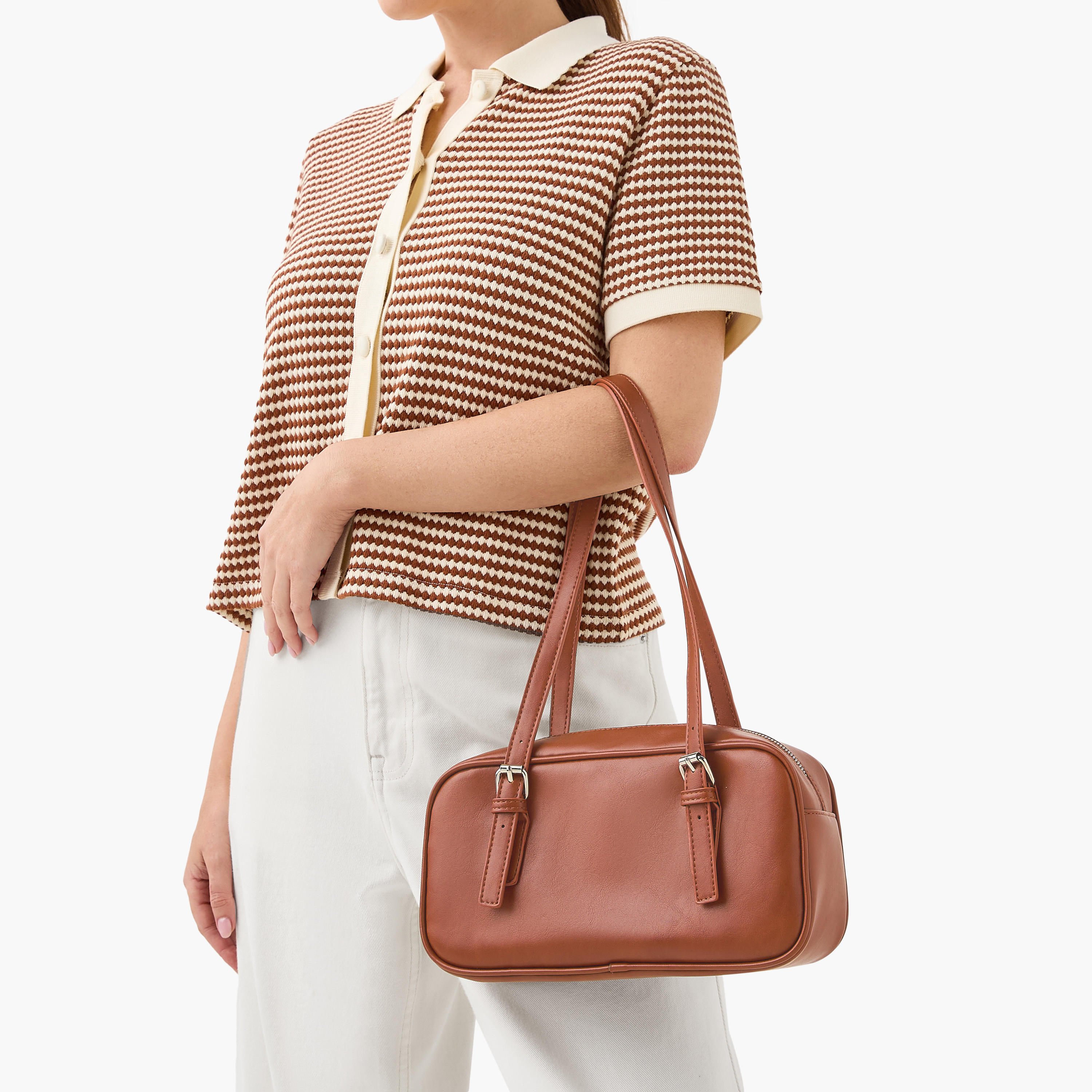 شنطة يد بارزة الملمس بسحاب إغلاق وأحزمة بمشابك-women-bagsandwallets-handbags-image-2