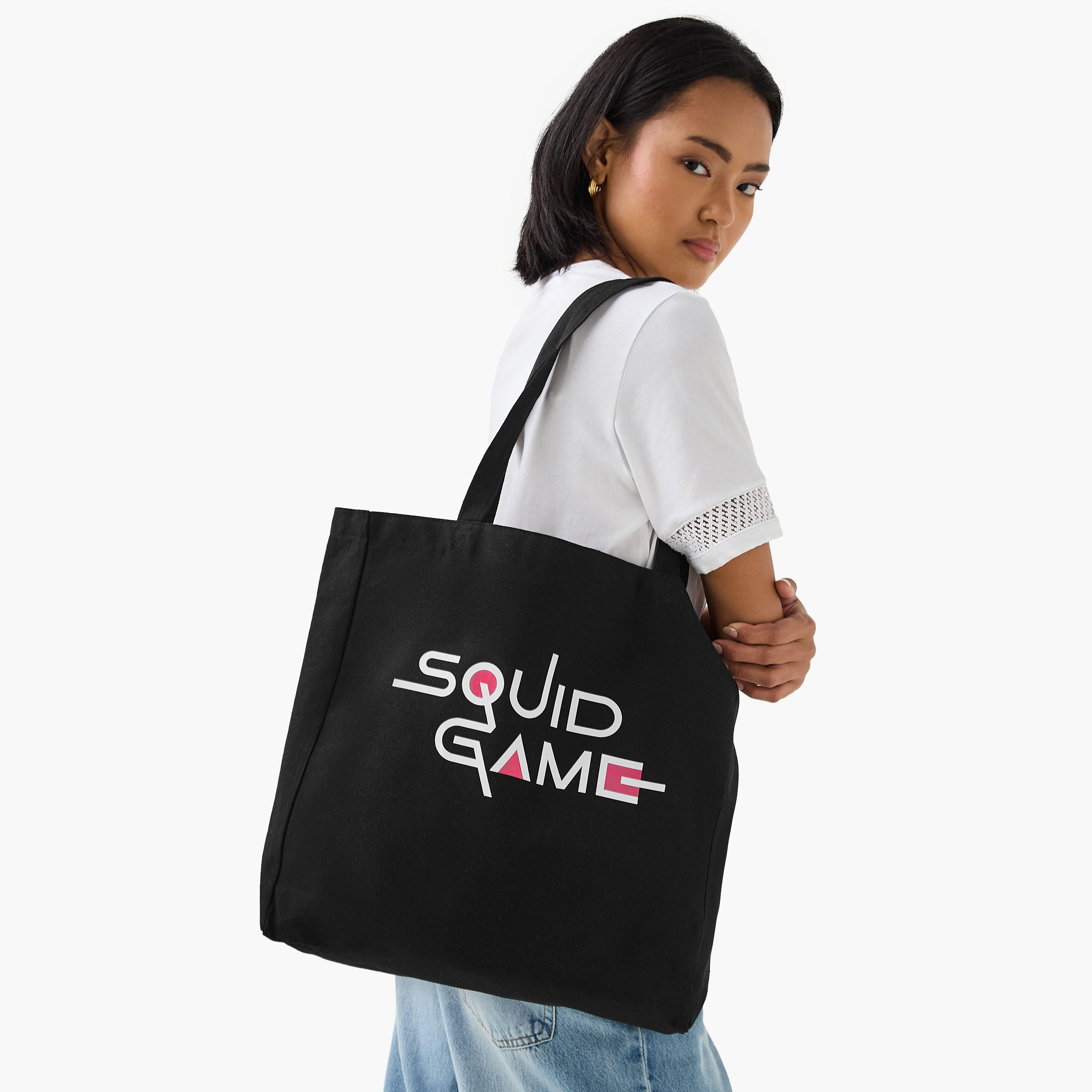 Squid Game Print Shopper Bag with Double Handles-women-bagsandwallets-handbags-image-2