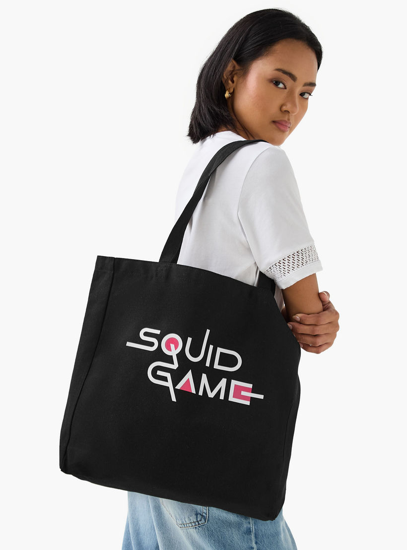Squid Game Print Shopper Bag with Double Handles-women-bagsandwallets-handbags-image-2