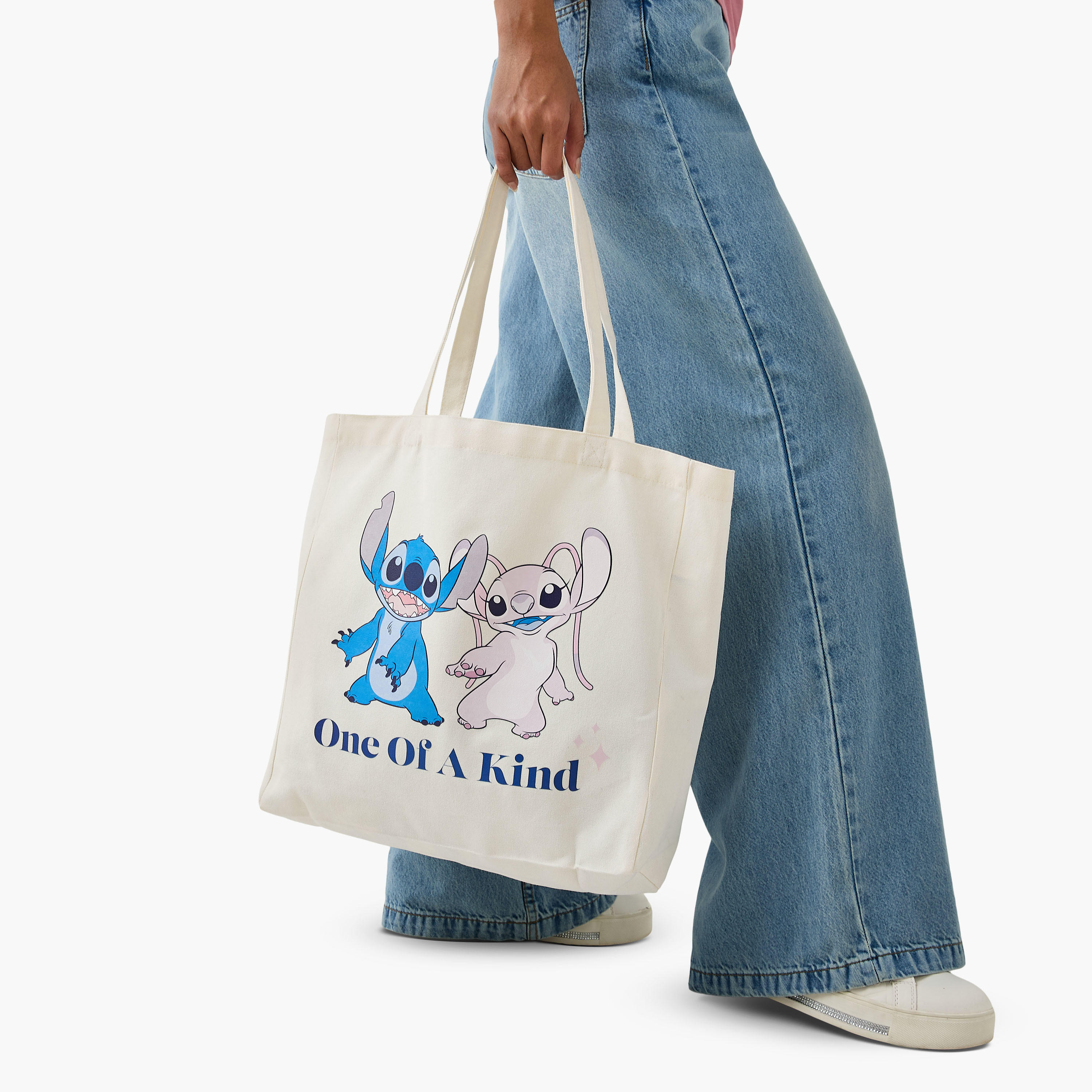 Stitch and Angel Print Shopper Bag with Double Handles-women-bagsandwallets-handbags-image-2