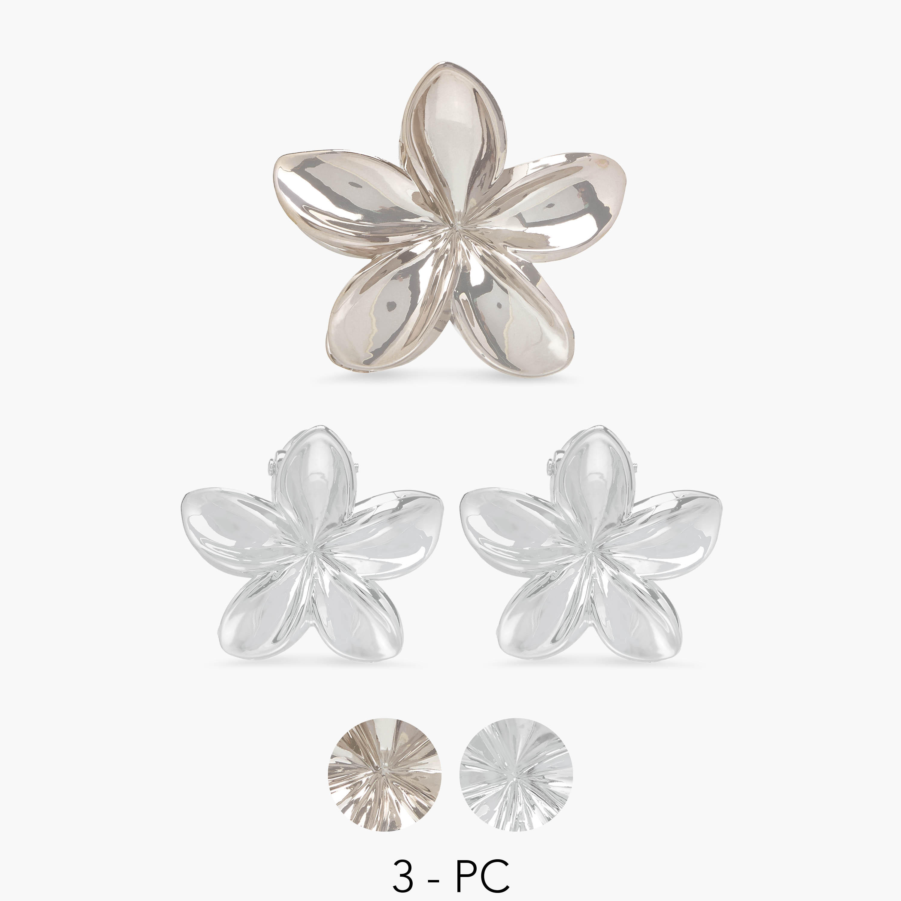 Set of 3 - Floral Shaped Hair Clamp-women-hairaccessories-clips-image-1