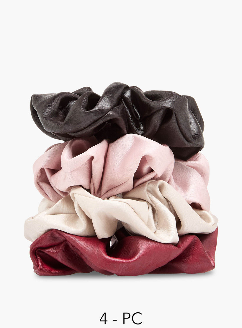 طقم سكرانشي بارز الملمس بتصميم لامع من 4 قطع-women-hairaccessories-scrunchies-image-1