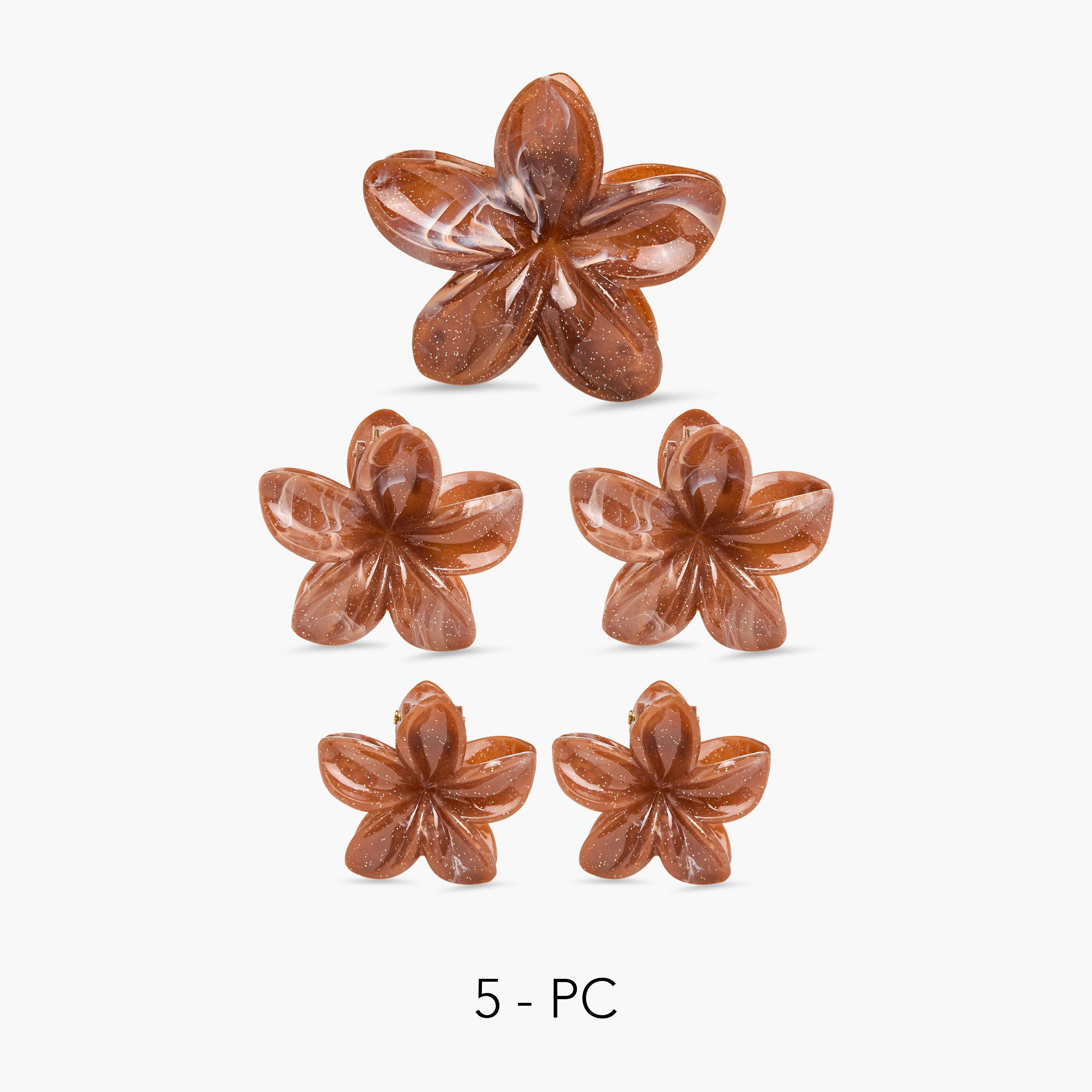 Set of 5 - Floral Shaped Hair Clamp-women-hairaccessories-clamps-image-1