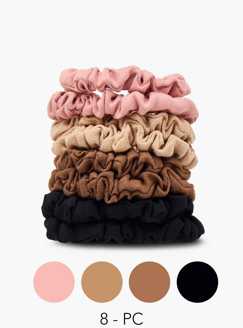 Set of 8 - Suede Textured Scrunchie-women-hairaccessories-scrunchies-image-1