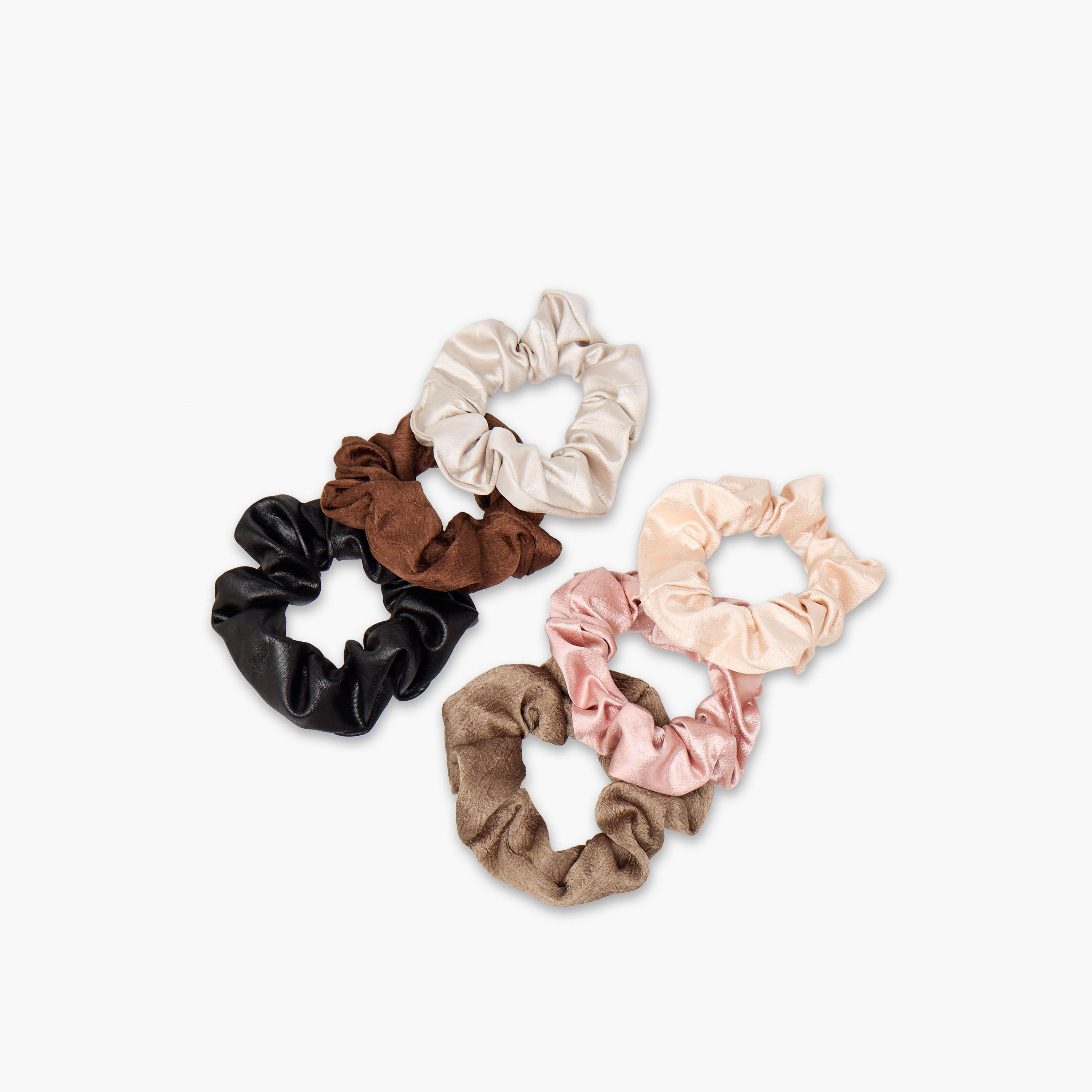 ربطة شعر سكرانشي بينك بارزة الملمس بتصميم لامع - طقم من 6 قطع-women-hairaccessories-scrunchies-image-3