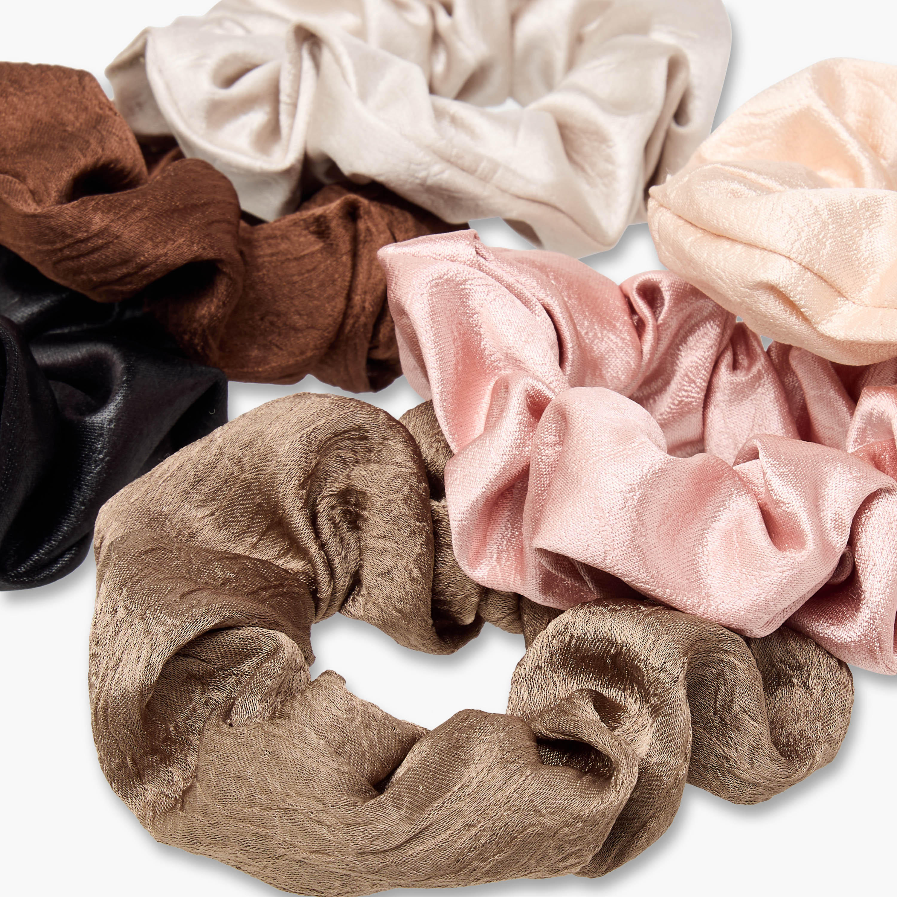 ربطة شعر سكرانشي بينك بارزة الملمس بتصميم لامع - طقم من 6 قطع-women-hairaccessories-scrunchies-image-5
