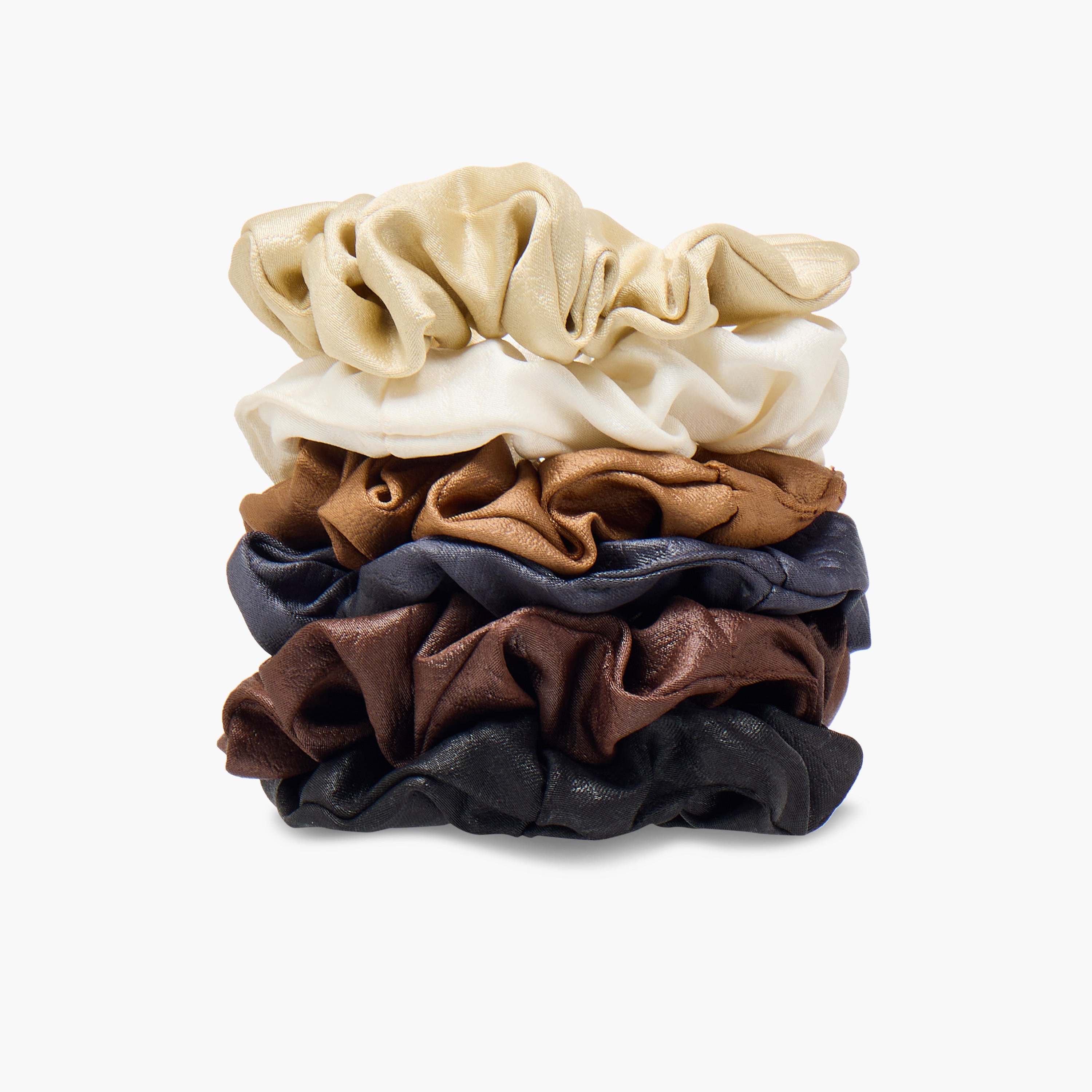ربطة شعر سكرانشي بارزة الملمس بتصميم لامع - طقم من 6 قطع-women-hairaccessories-scrunchies-image-5