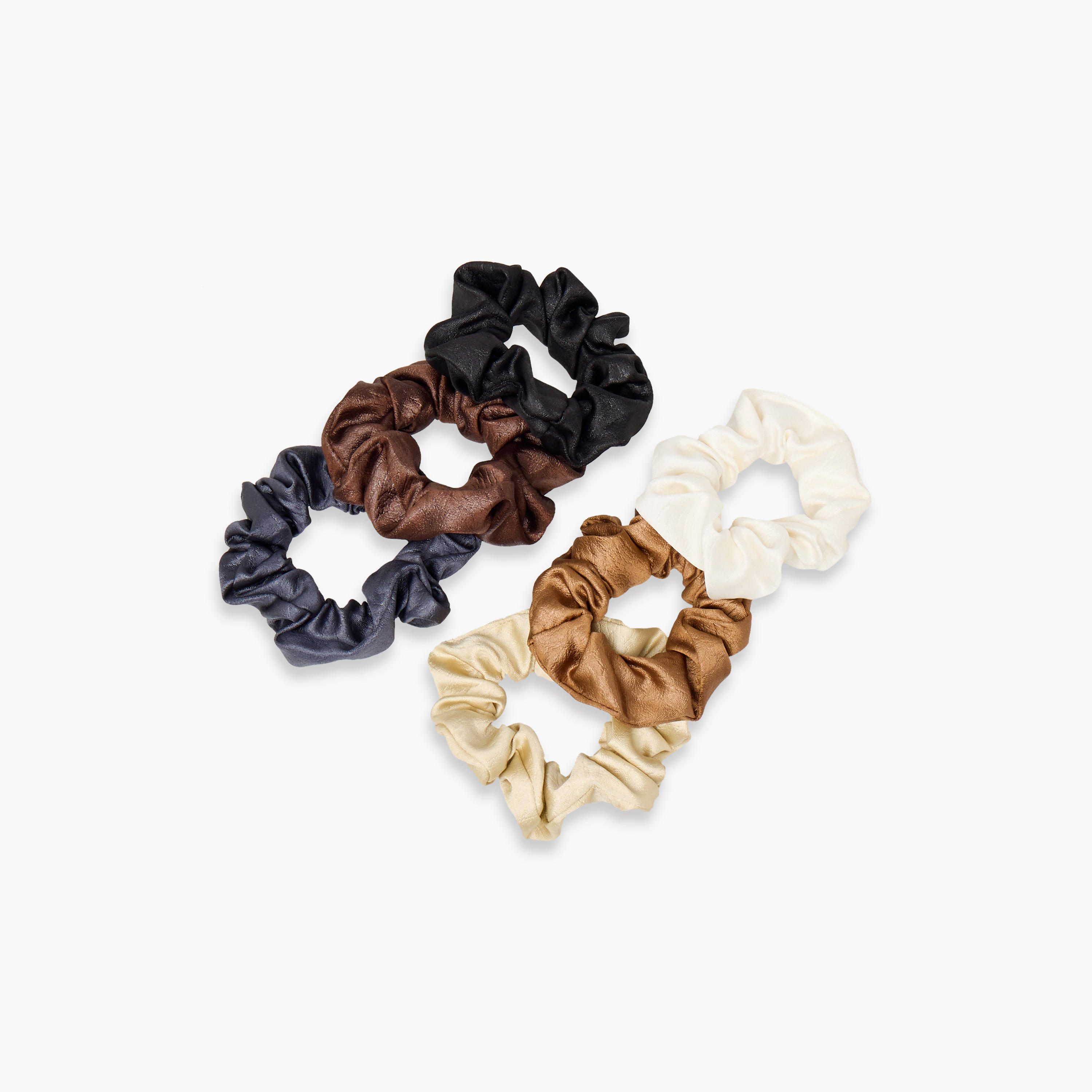 ربطة شعر سكرانشي بارزة الملمس بتصميم لامع - طقم من 6 قطع-women-hairaccessories-scrunchies-image-3