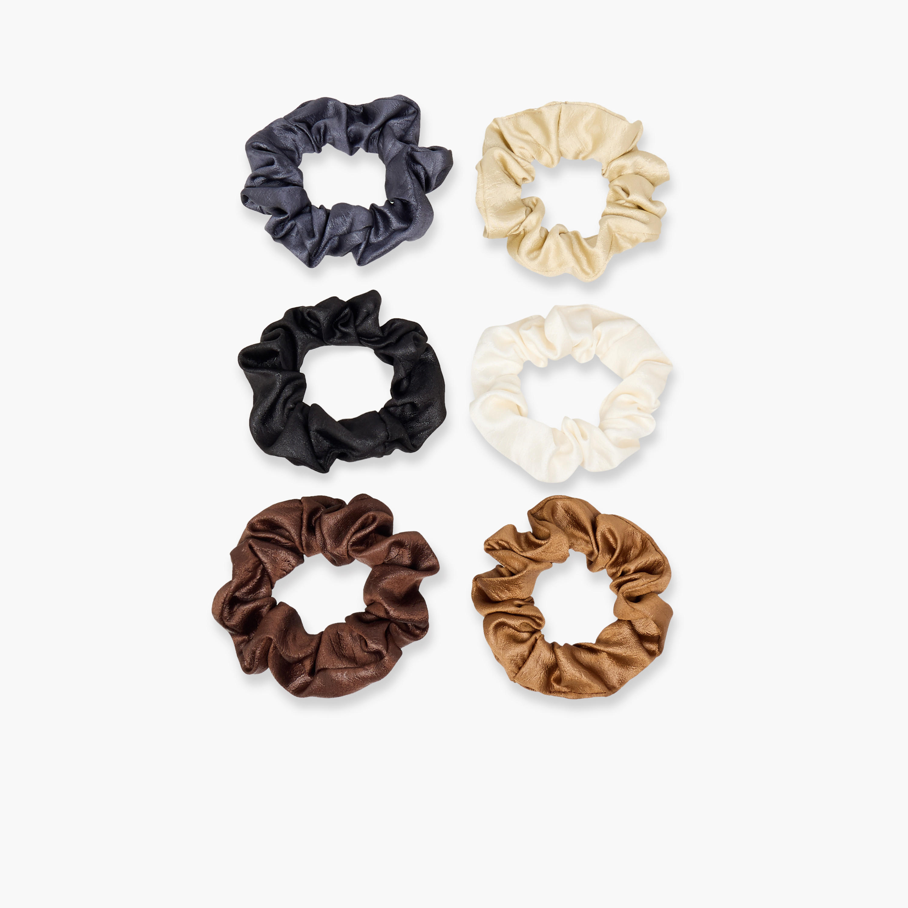 ربطة شعر سكرانشي بارزة الملمس بتصميم لامع - طقم من 6 قطع-women-hairaccessories-scrunchies-image-2