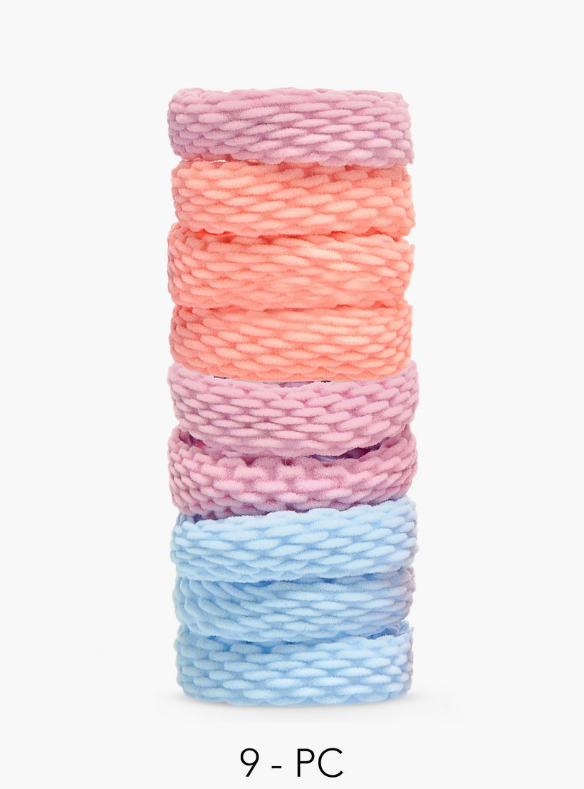 طقم ربطات شعر 9 قطع بارزة الملمس-women-hairaccessories-scrunchies-image-1