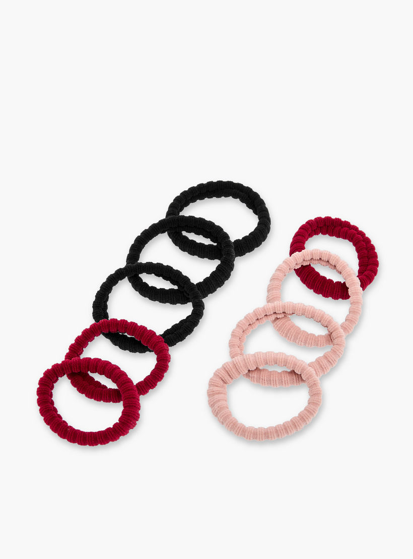 Pack of 9 - Textured Hair Tie-women-hairaccessories-scrunchies-image-3