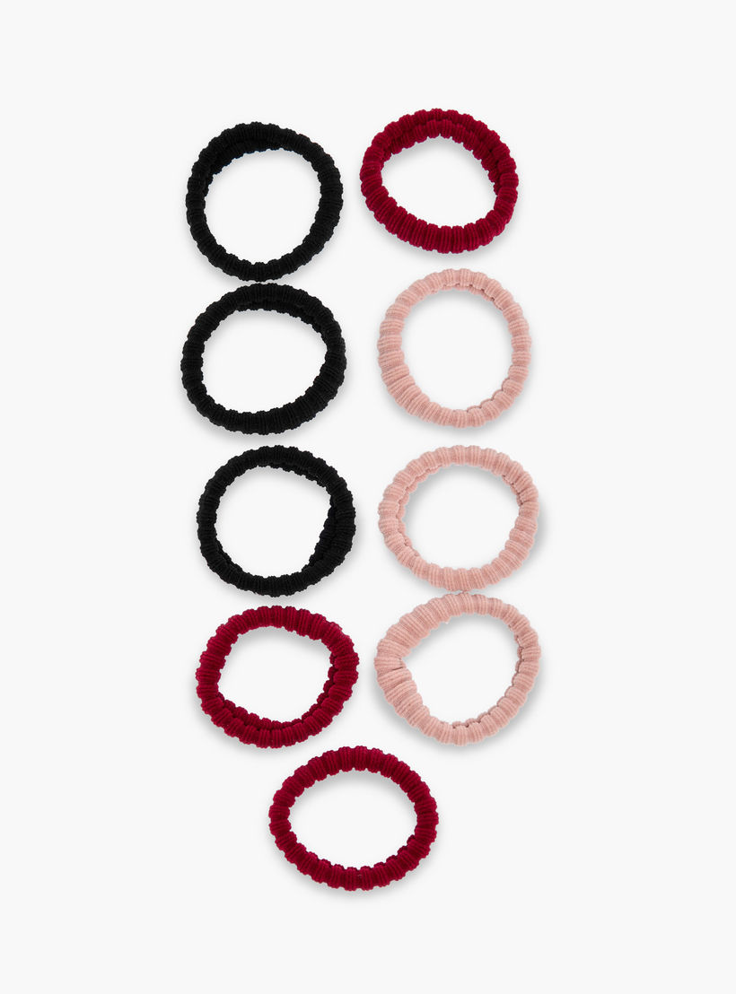 Pack of 9 - Textured Hair Tie-women-hairaccessories-scrunchies-image-4