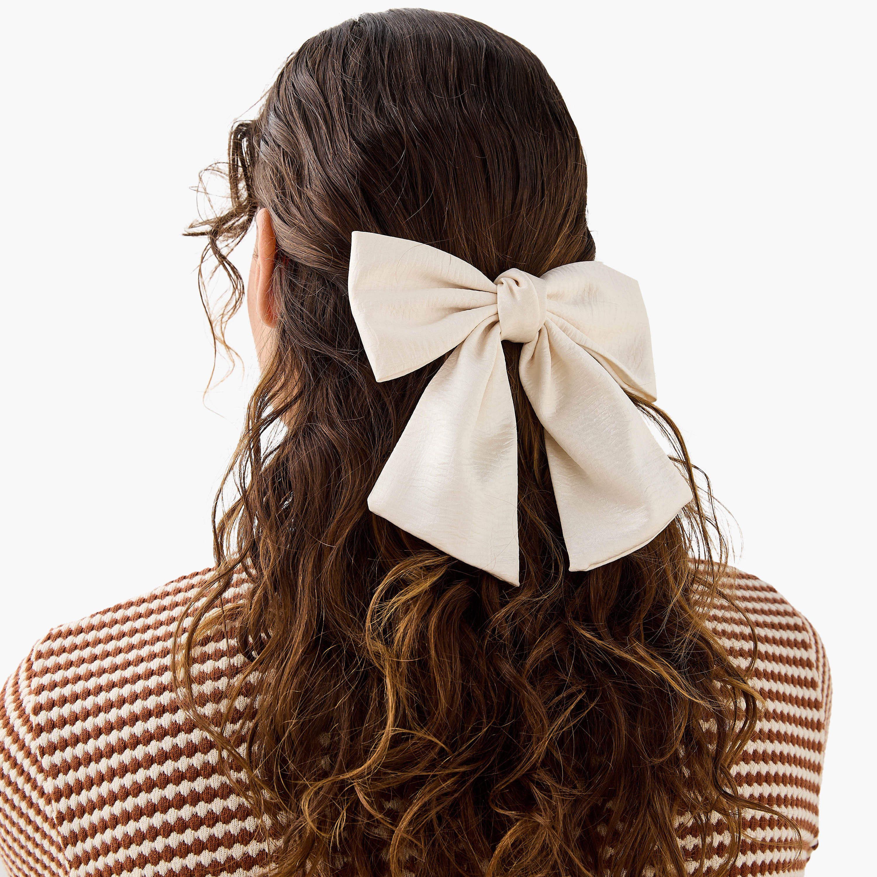 Textured Bow Barrette Hair Clip-women-hairaccessories-image-2