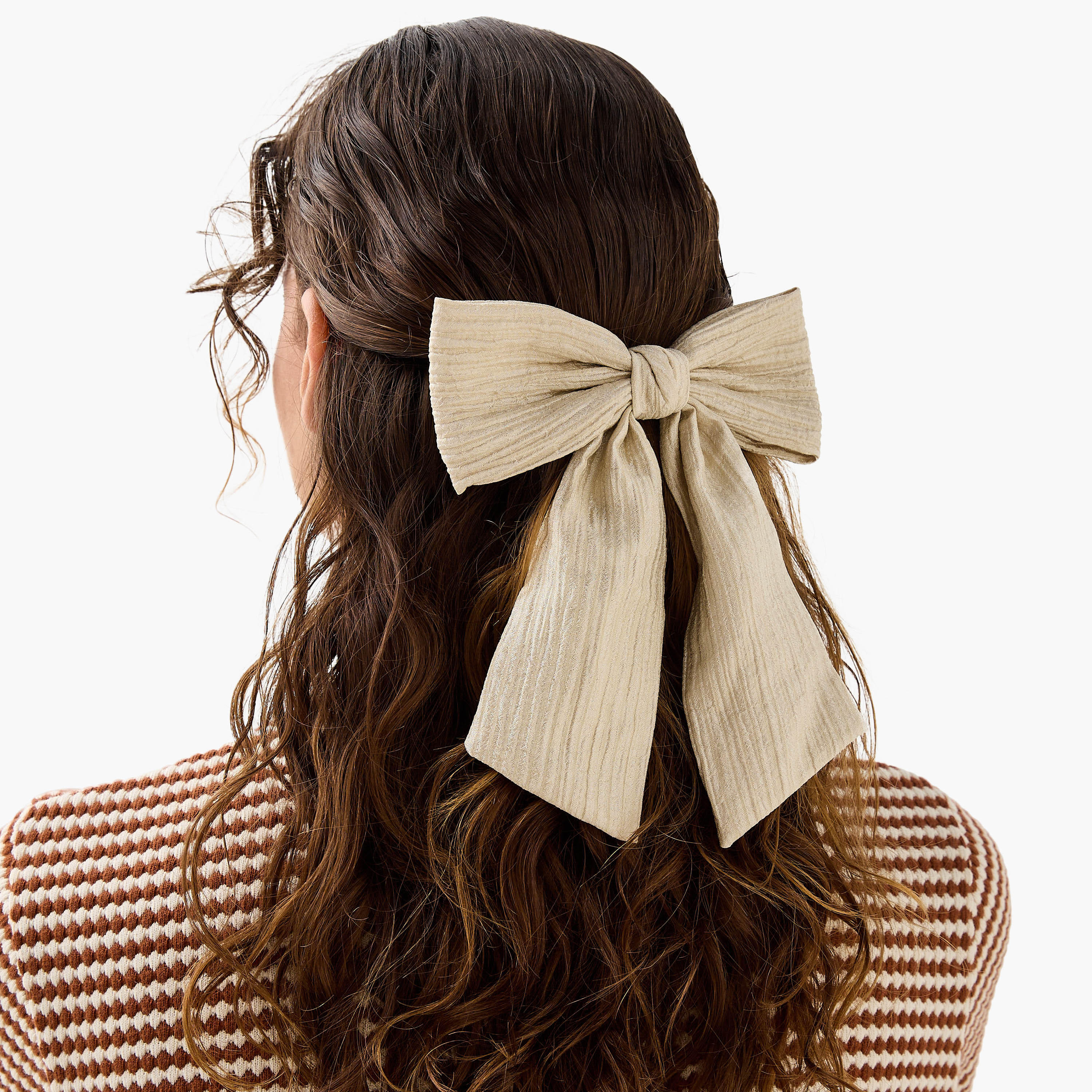 Textured Bow Barrette Hair Clip-women-hairaccessories-image-3