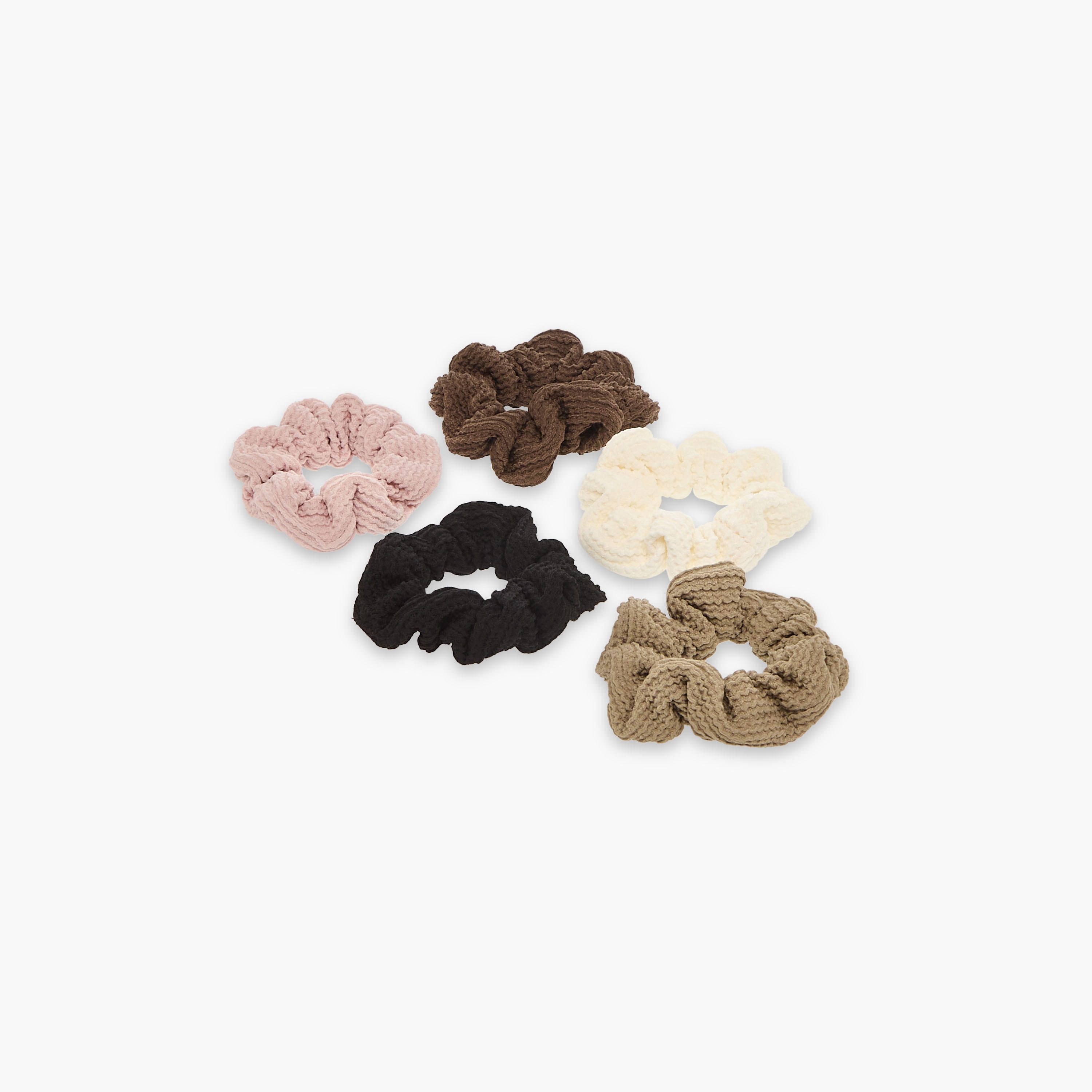 ربطات سكرانشي بارزة الملمس من جلو من طقم 5 قطع-women-hairaccessories-scrunchies-image-3