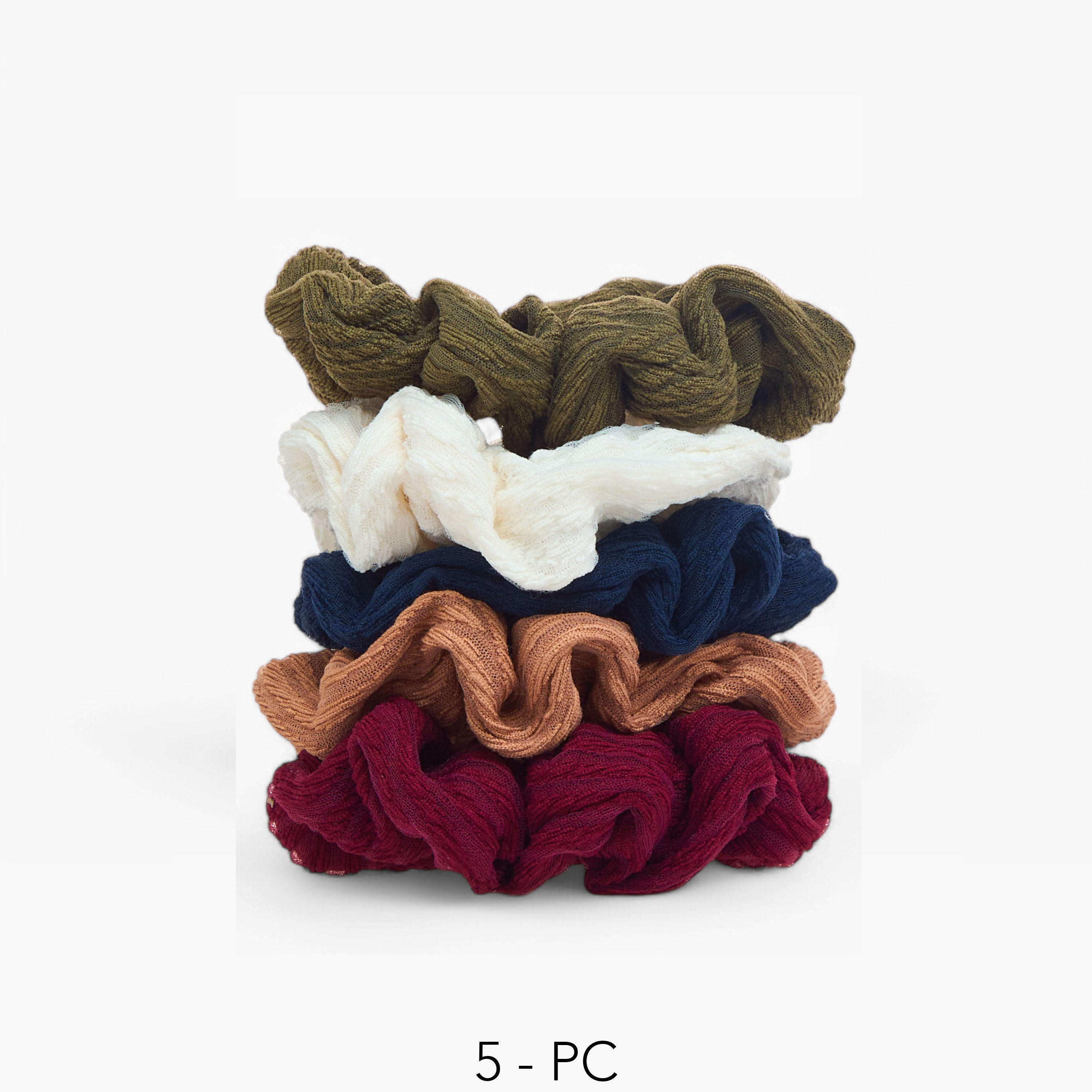 Set of 5 - Gloo Textured Scrunchie-women-hairaccessories-scrunchies-image-1