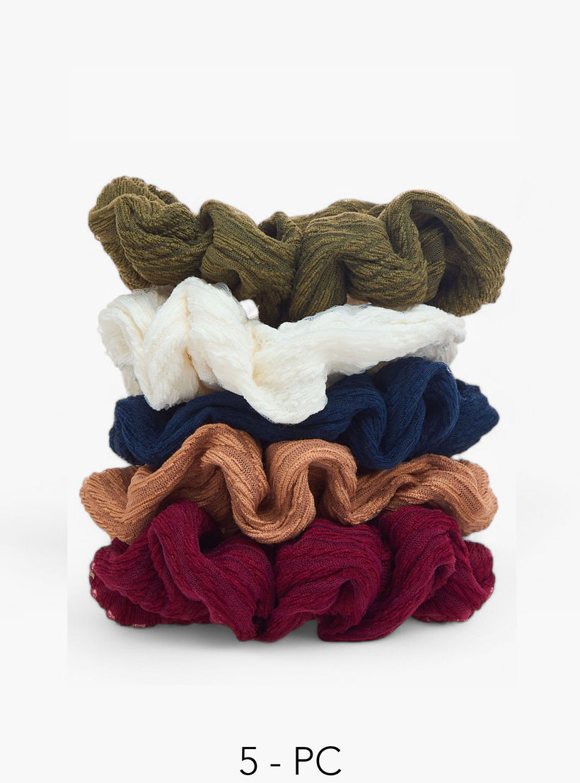 Set of 5 - Gloo Textured Scrunchie-women-hairaccessories-scrunchies-image-1