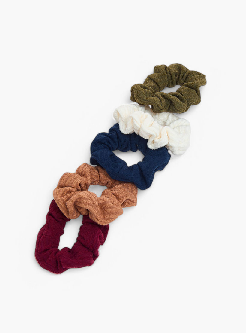 Set of 5 - Gloo Textured Scrunchie-women-hairaccessories-scrunchies-image-2