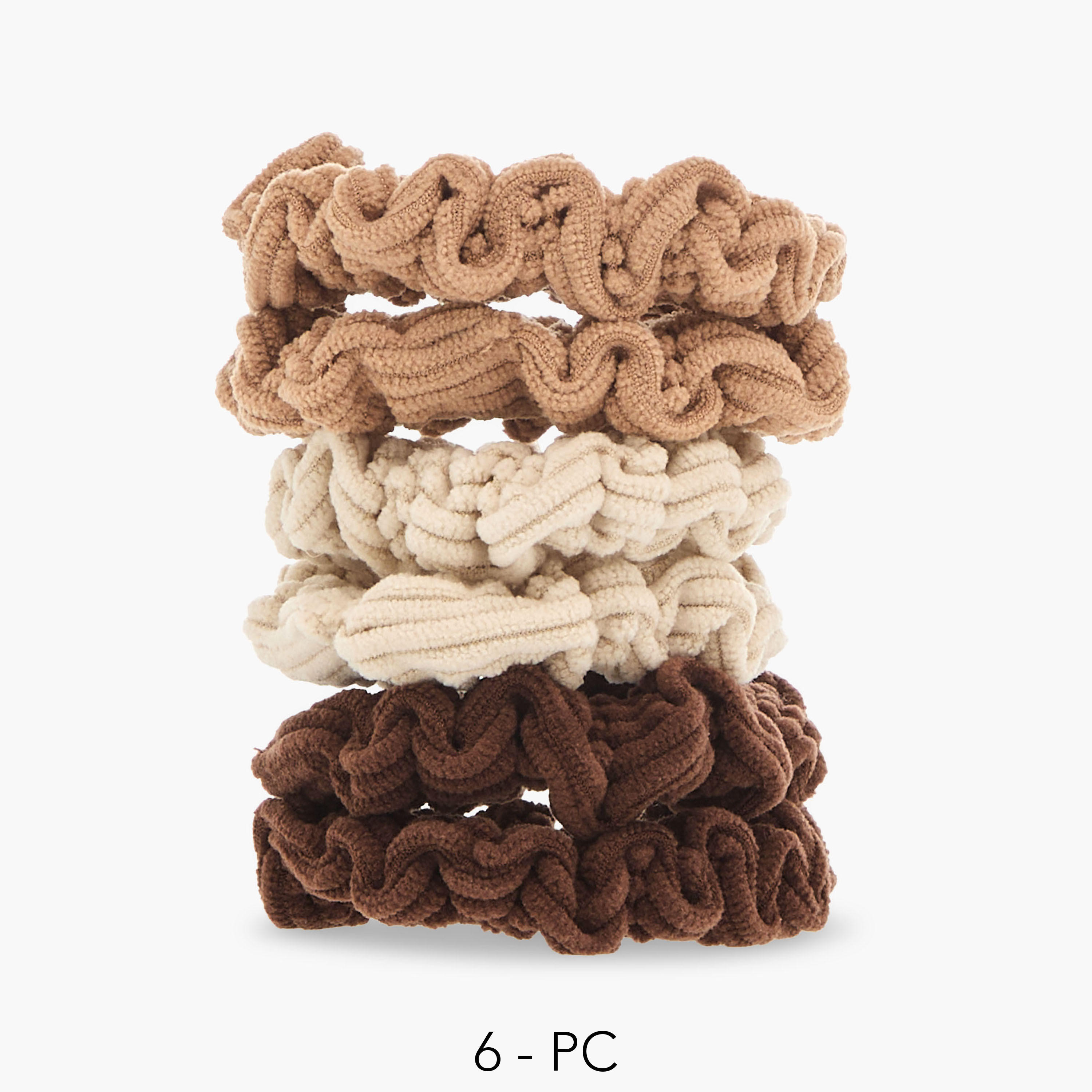ربطات سكرانشي صغيرة بارزة الملمس من جلو - طقم 6 قطع-women-hairaccessories-scrunchies-image-4