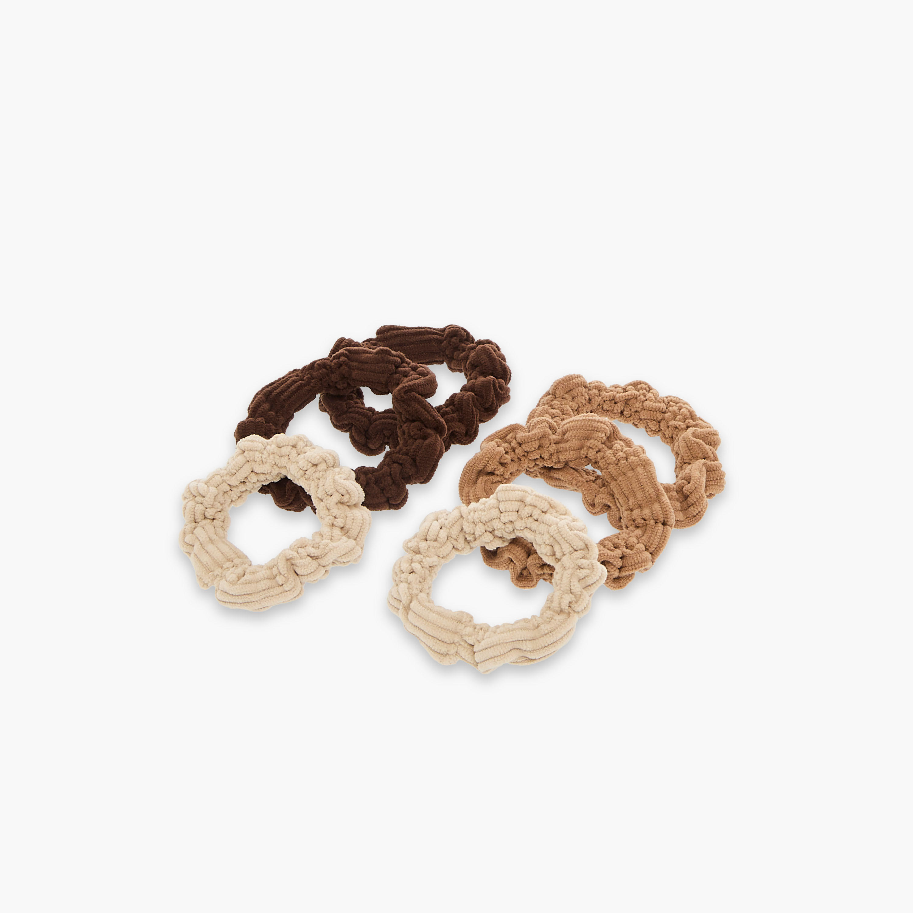 ربطات سكرانشي صغيرة بارزة الملمس من جلو - طقم 6 قطع-women-hairaccessories-scrunchies-image-2