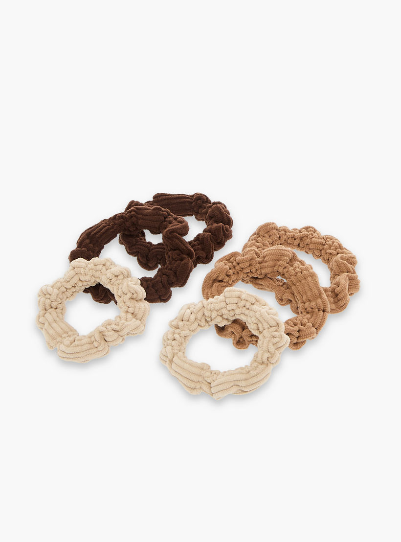 ربطات سكرانشي صغيرة بارزة الملمس من جلو - طقم 6 قطع-women-hairaccessories-scrunchies-image-3