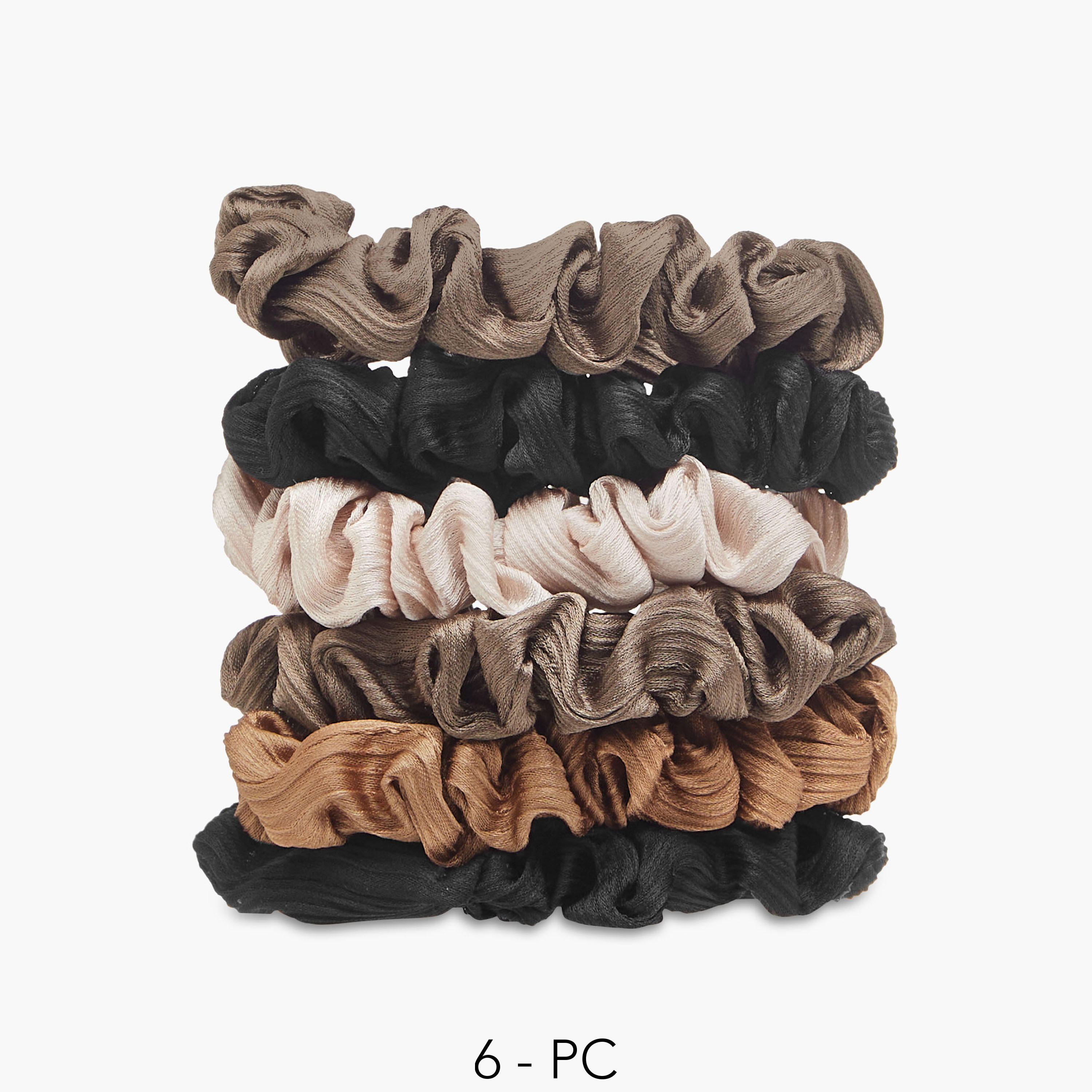 Set of 6 - Elasticated Hair Scrunchie-women-hairaccessories-scrunchies-image-1