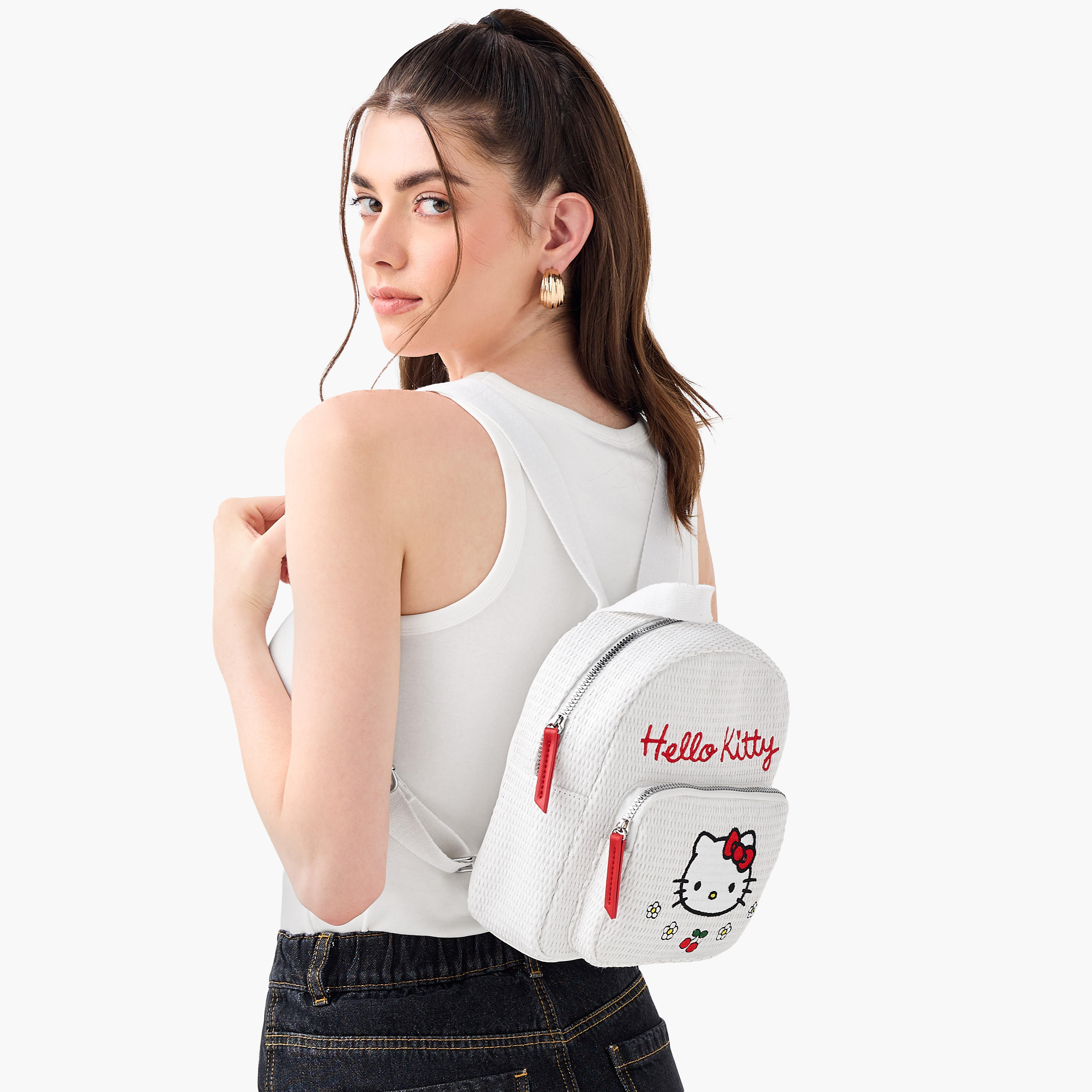 Hello Kitty Embroidered Backpack with Adjustable Straps-women-bagsandwallets-backpacks-image-2