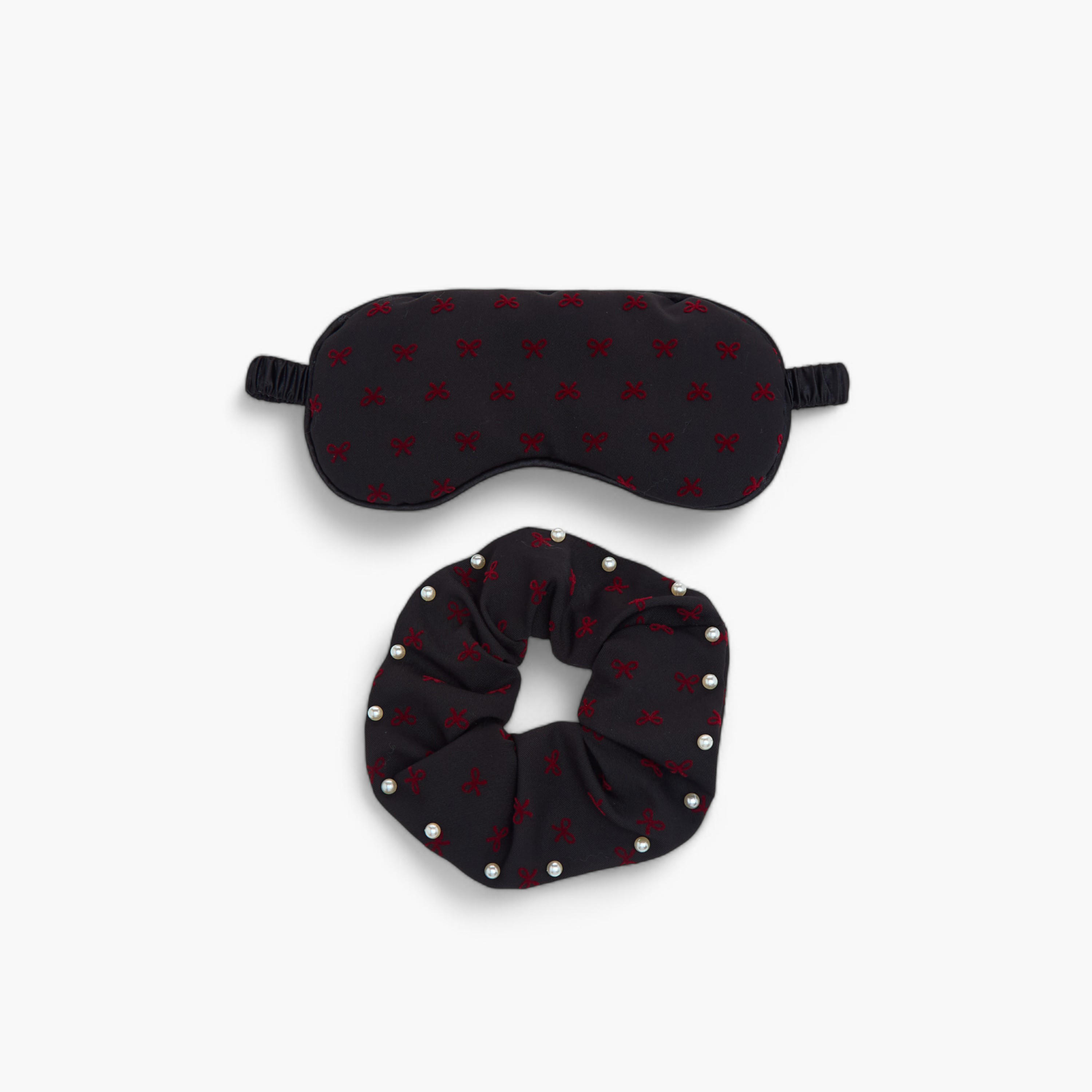 Gloo Bow Print Eye Mask and Hair Scrunchie Set-women-hairaccessories-image-1