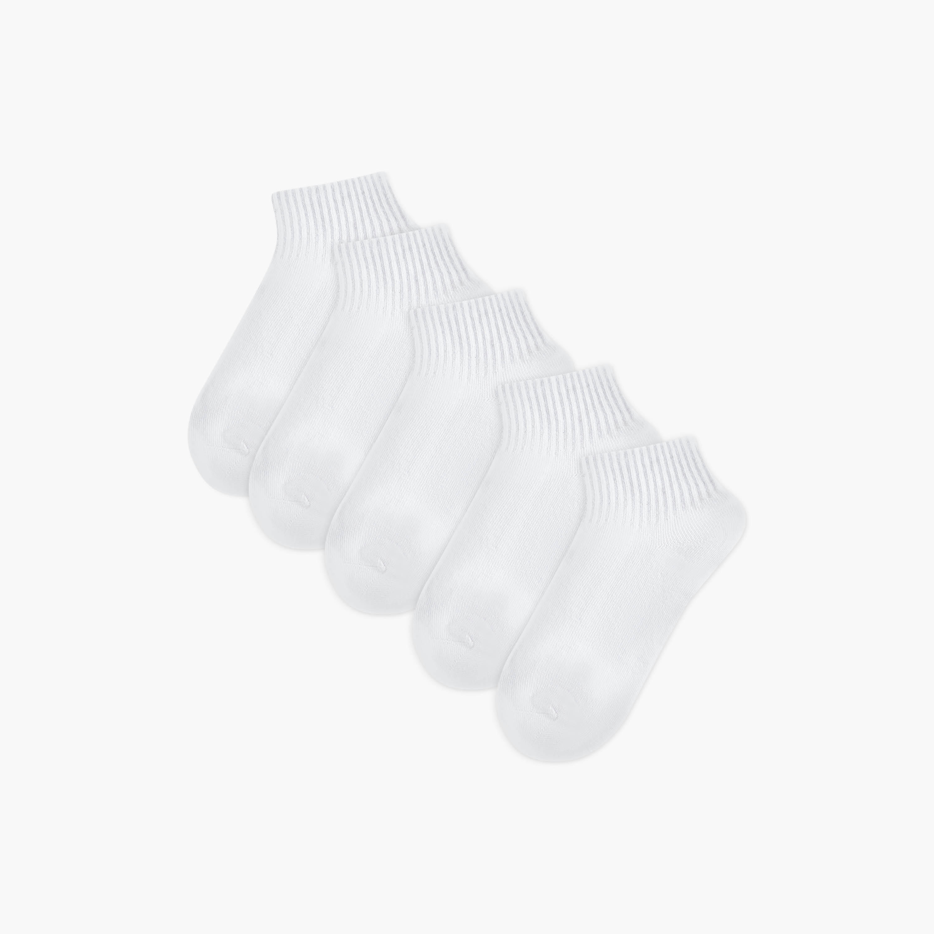Set of 5 - RIB QTR CREW Socks with Antibacterial Protection-women-socksandstockings-image-1