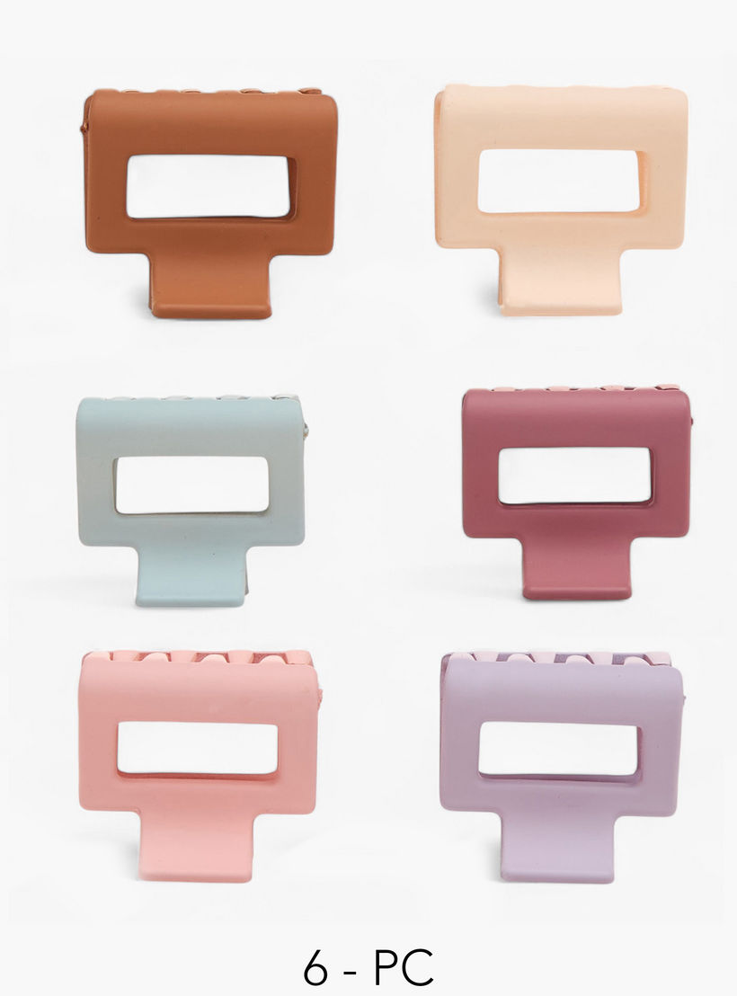 طقم مشابك شعر 6 قطع بتفاصيل مفرغة من جلو-women-hairaccessories-clamps-image-1