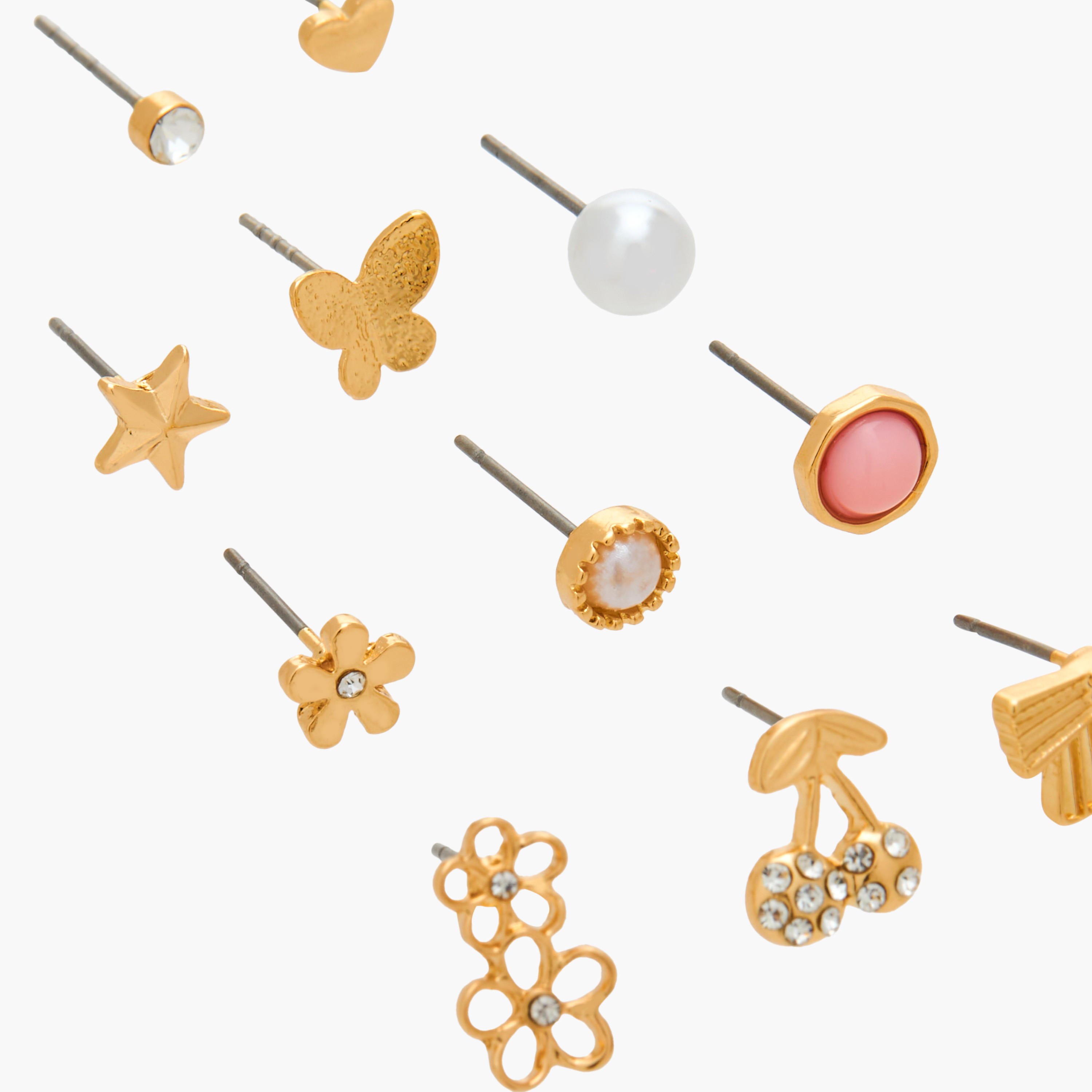 Gloo Pack of 12 Metallic Stud Earrings with Pushback Closure-women-watchesandjewellery-jewellery-earrings-image-3