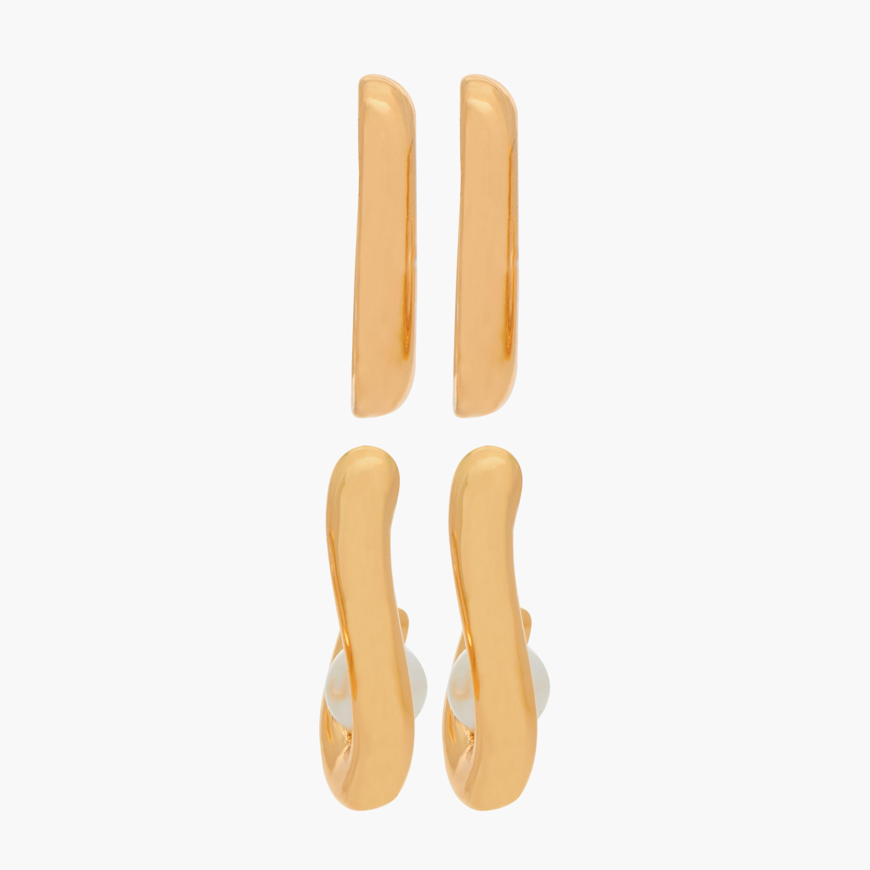 Gloo Pearl Detail Earrings with Pushback Closure-women-watchesandjewellery-jewellery-earrings-image-1