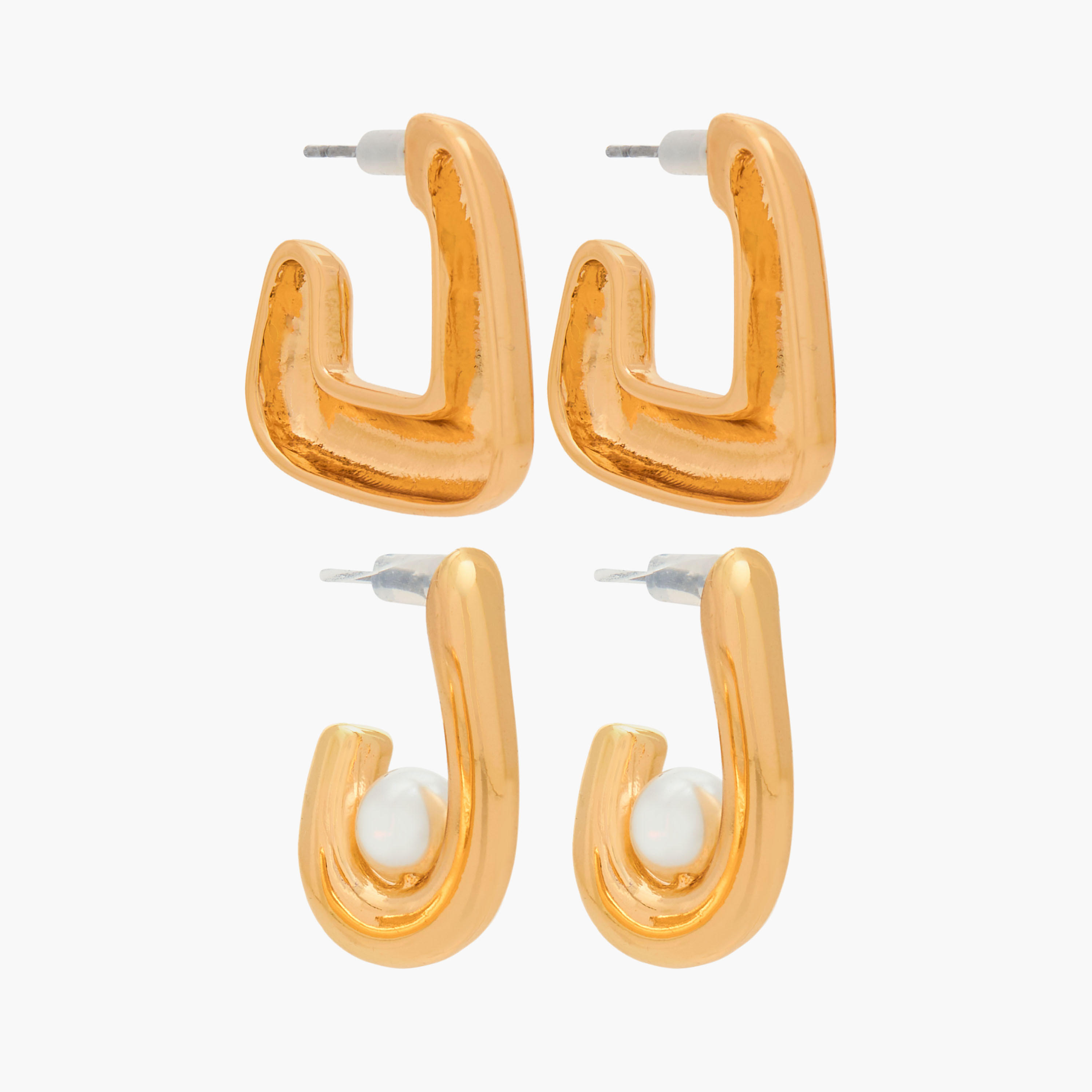 Gloo Pearl Detail Earrings with Pushback Closure-women-watchesandjewellery-jewellery-earrings-image-2