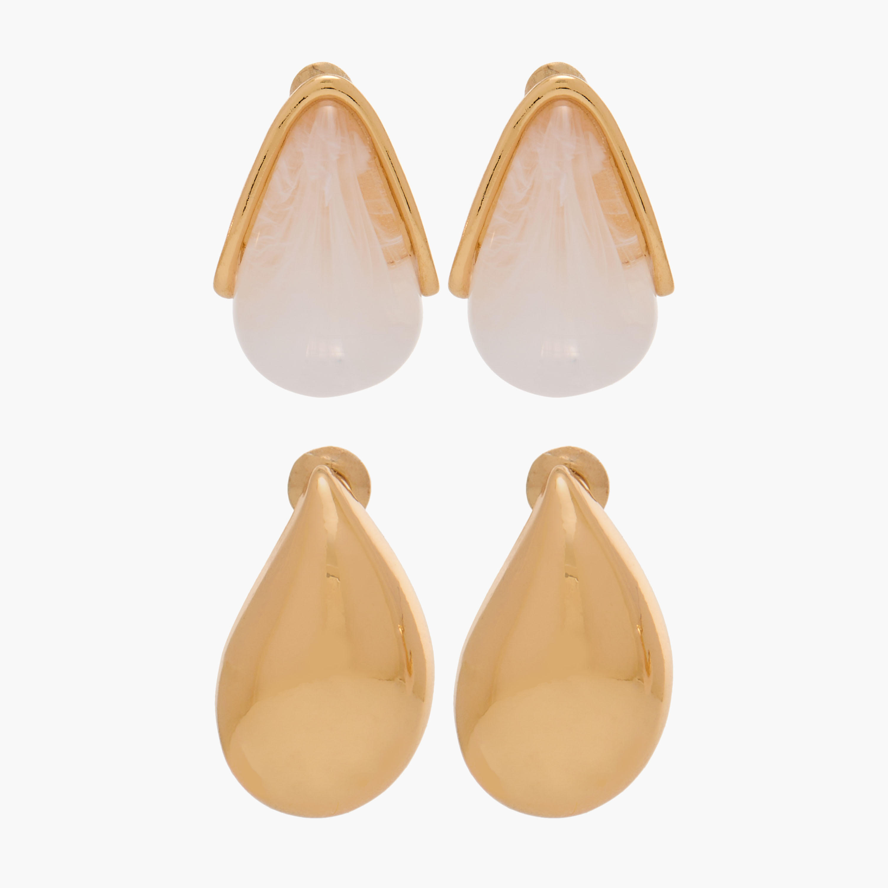 حلقان بتصميم قطرة ماء مع أزرار إغلاق كبس - طقم من زوجين-women-watchesandjewellery-jewellery-earrings-image-7