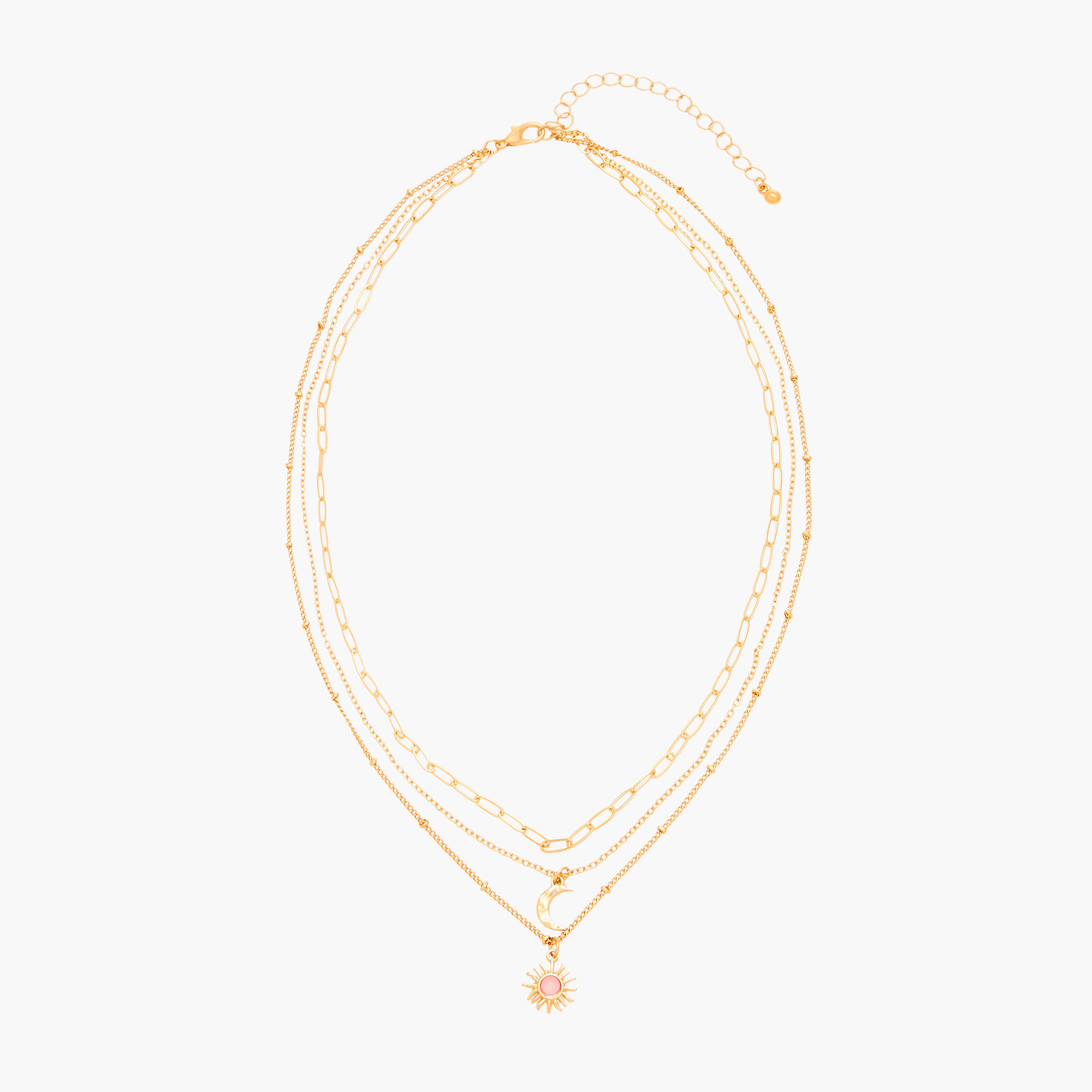 Gloo 3-Layer Moon and Sun Charm Necklace with Lobster Clasp Closure-women-watchesandjewellery-jewellery-necklacesandpendants-image-2